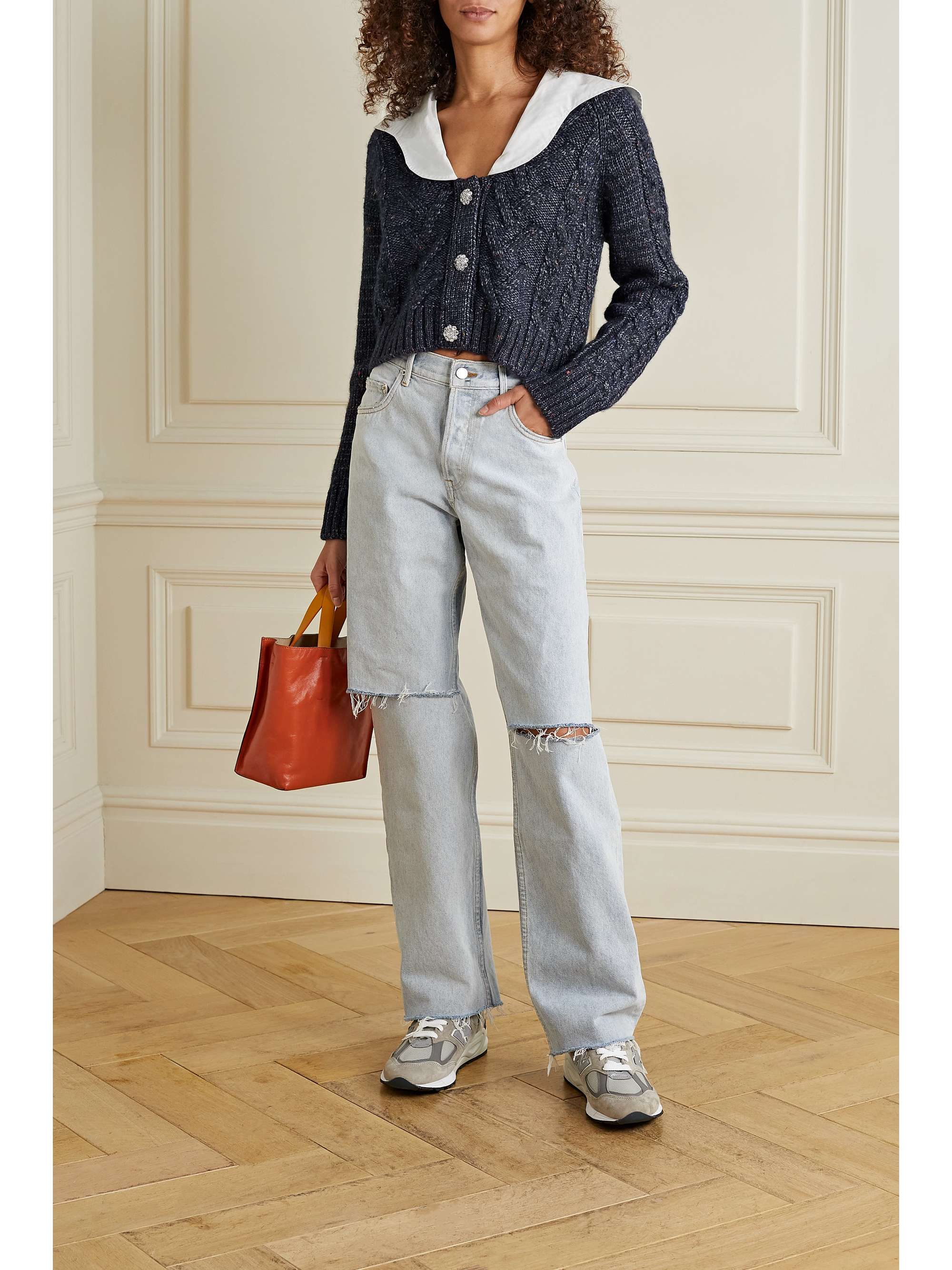 ganni cable knit cardigan