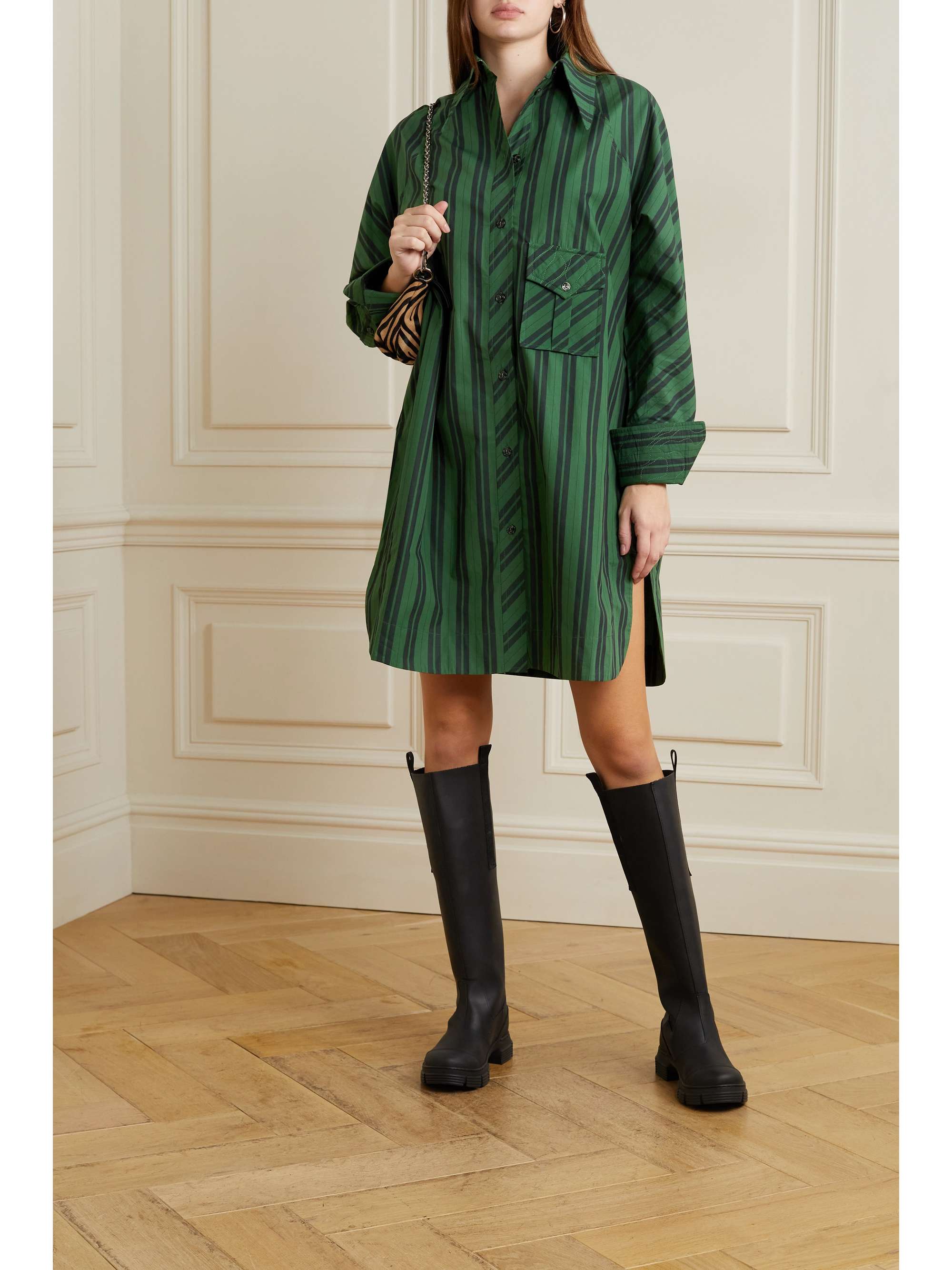 striped cotton shirt dress