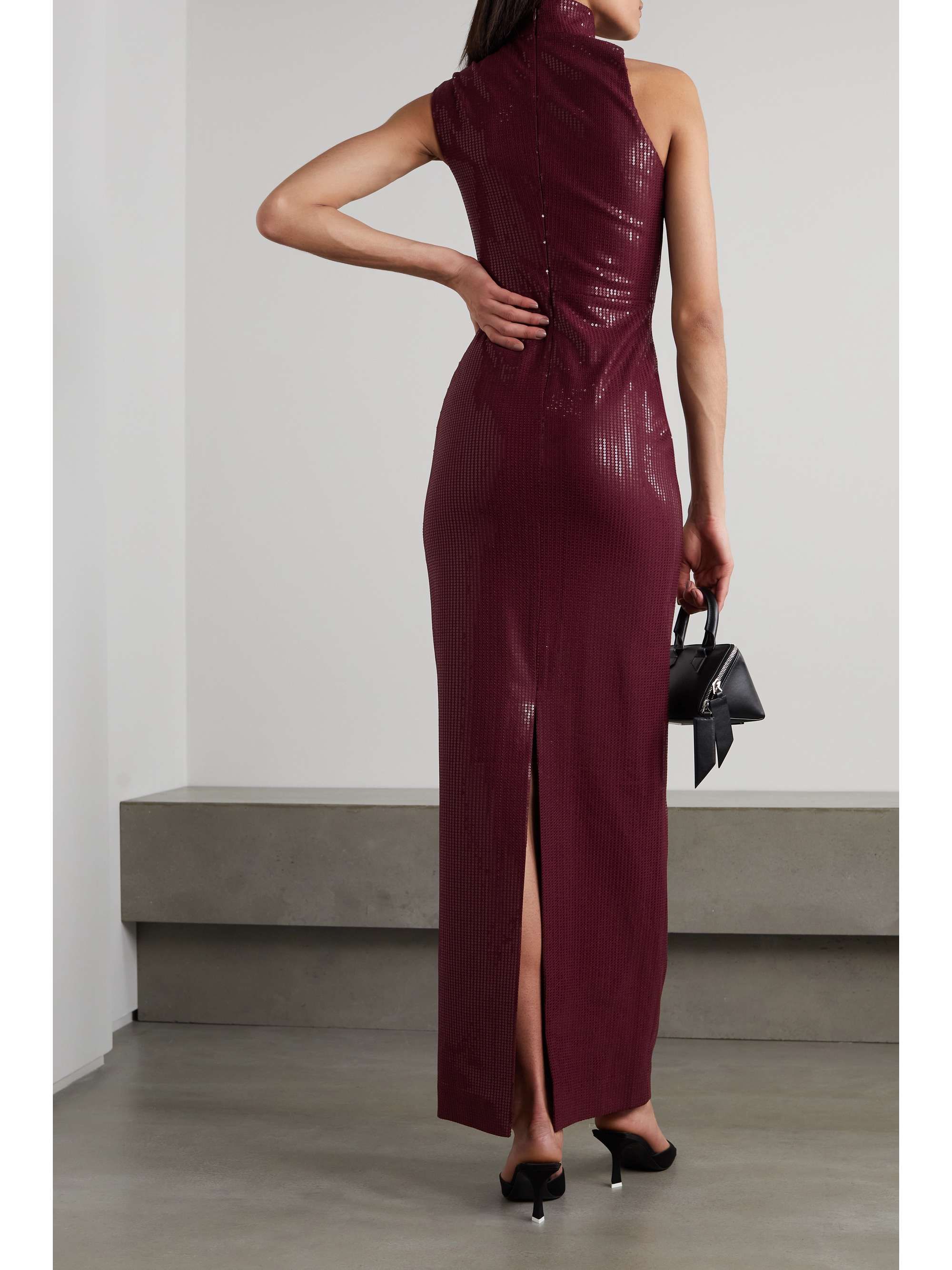 Burgundy Yara sequined jersey 