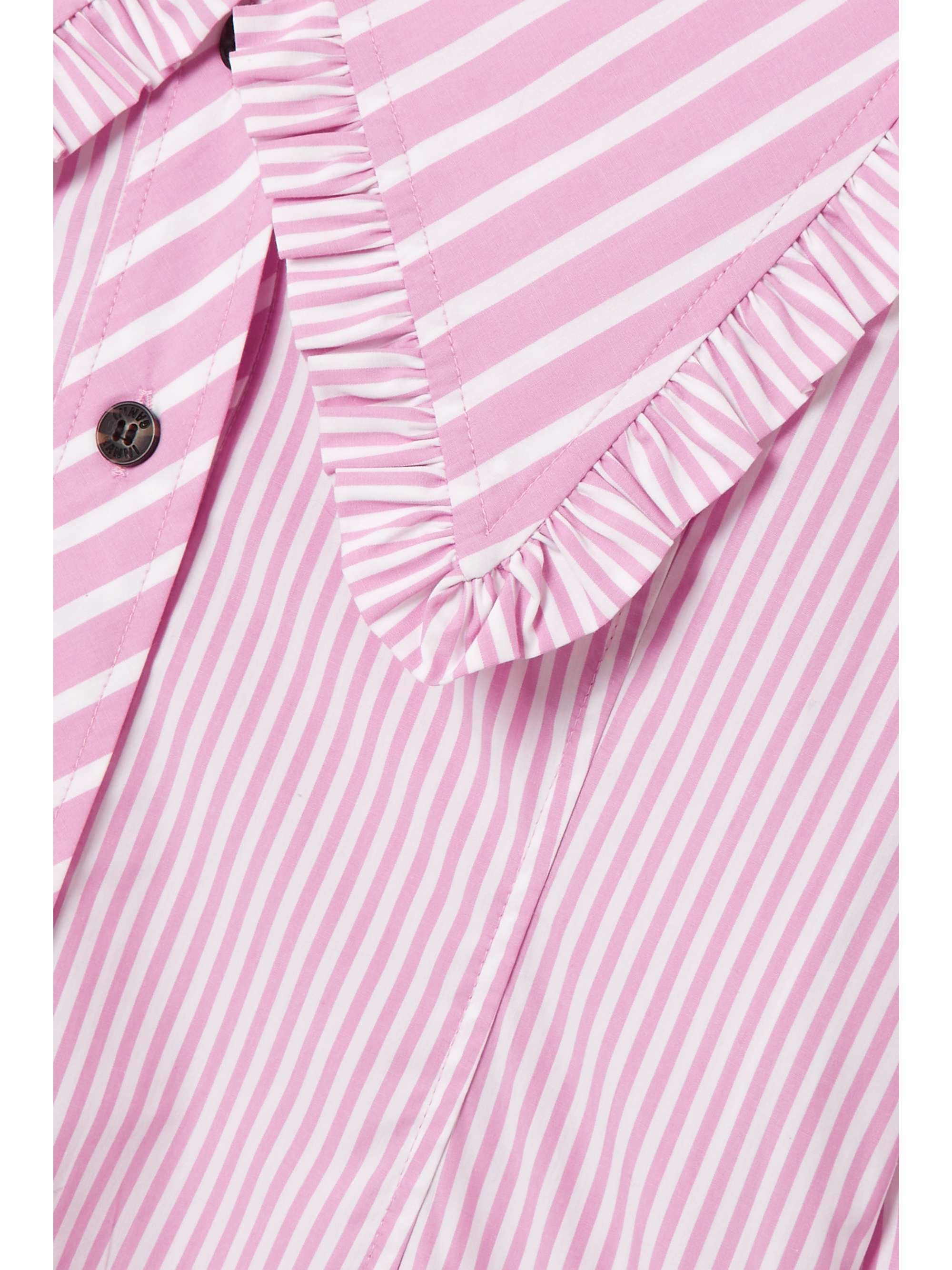 GANNI Ruffled striped organic cotton-poplin blouse