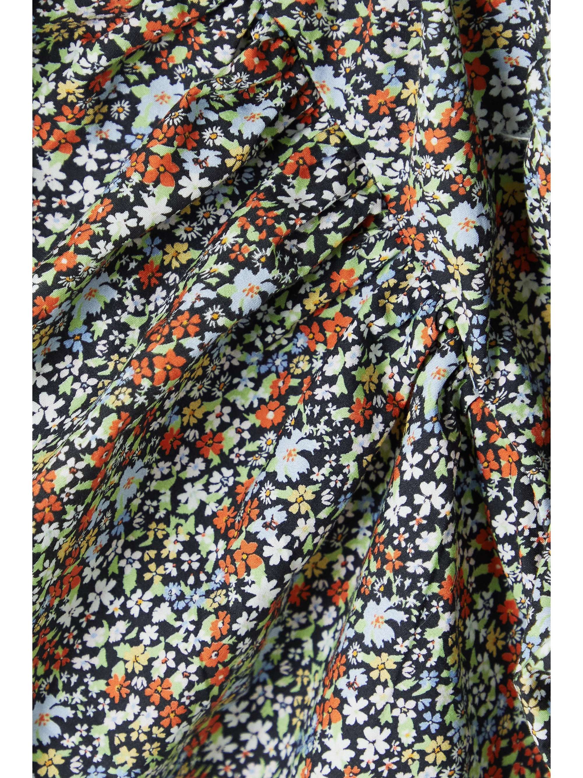 GANNI Ruched floral-print organic cotton-poplin mini dress
