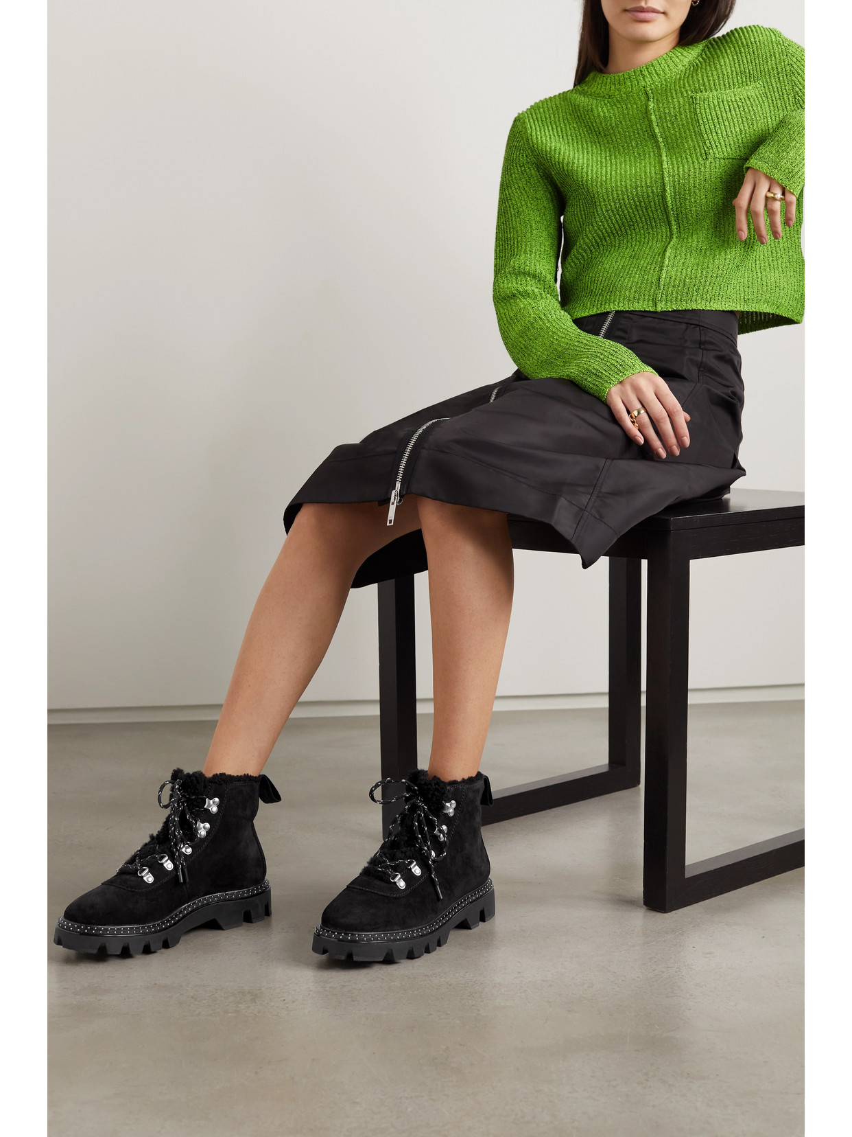 Rag & Bone Quest Shearling-lined Suede Ankle Boots In Black