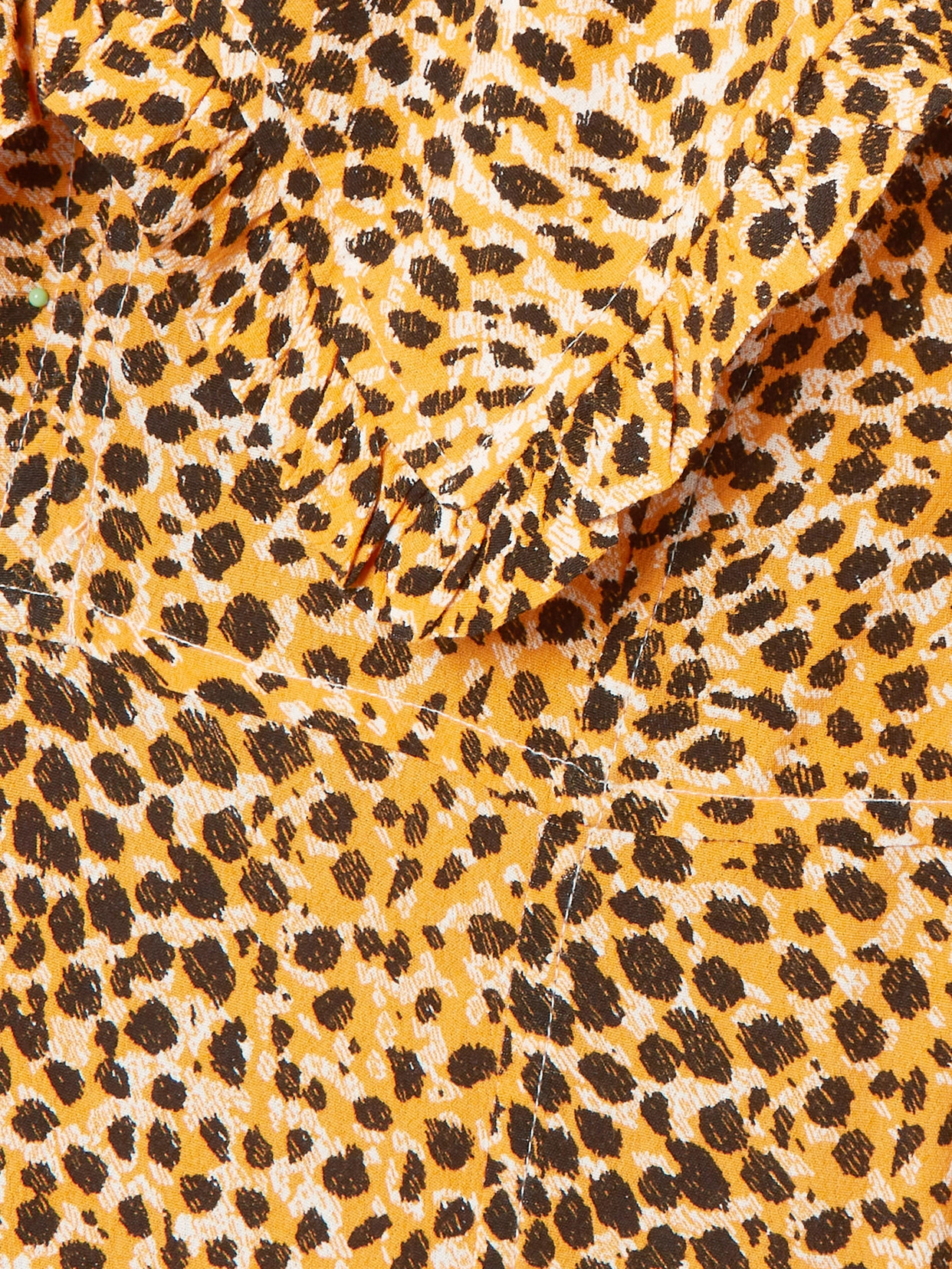 Ganni Leopard-print Crepe Oversized-collar Dress In Yellow