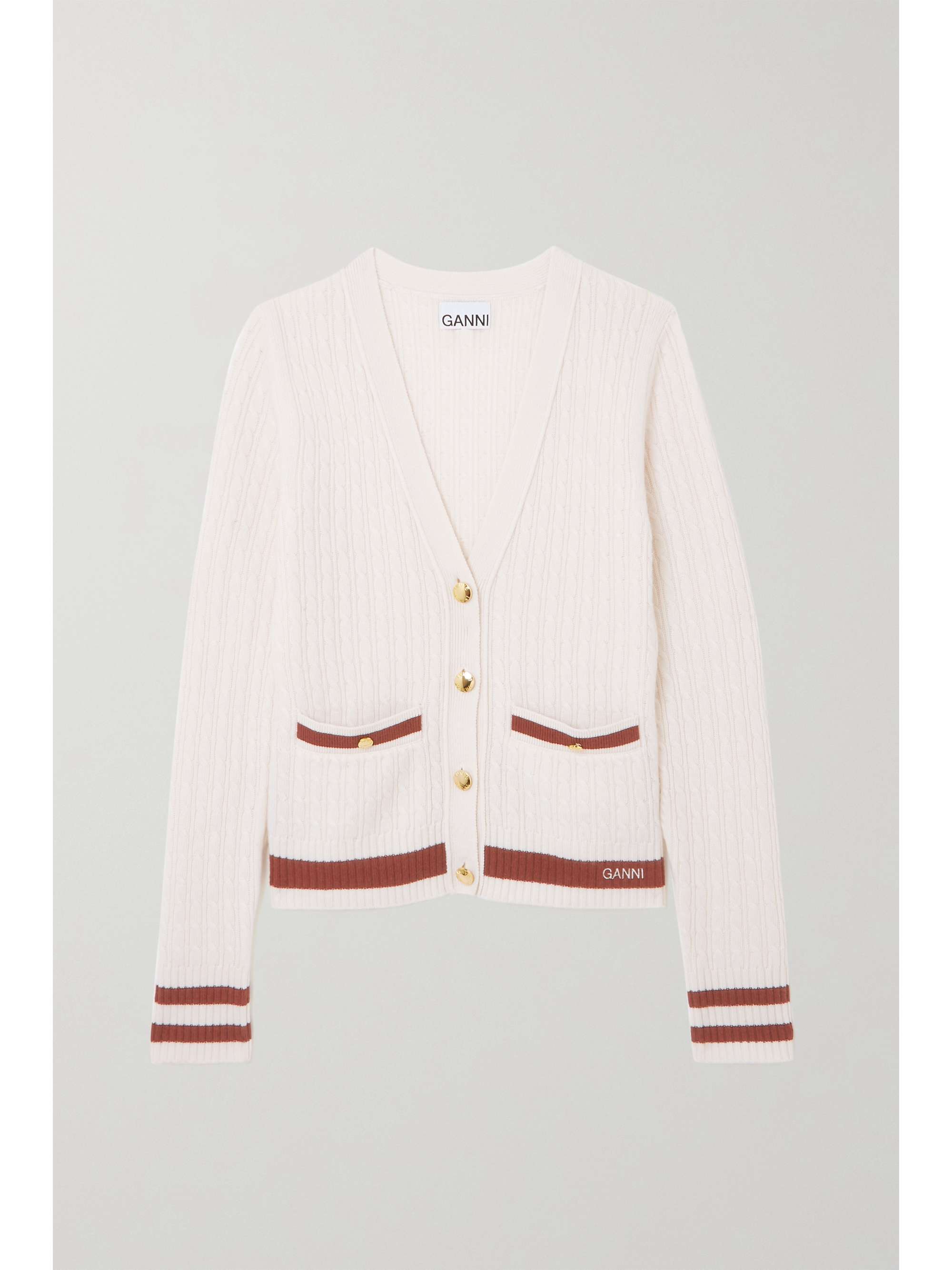 ganni cable knit cardigan
