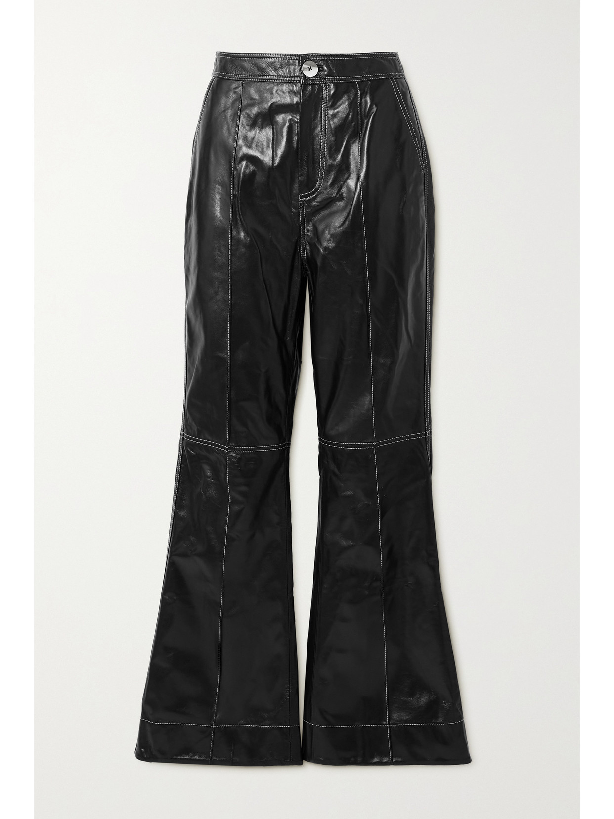 GANNI LEATHER FLARED PANTS