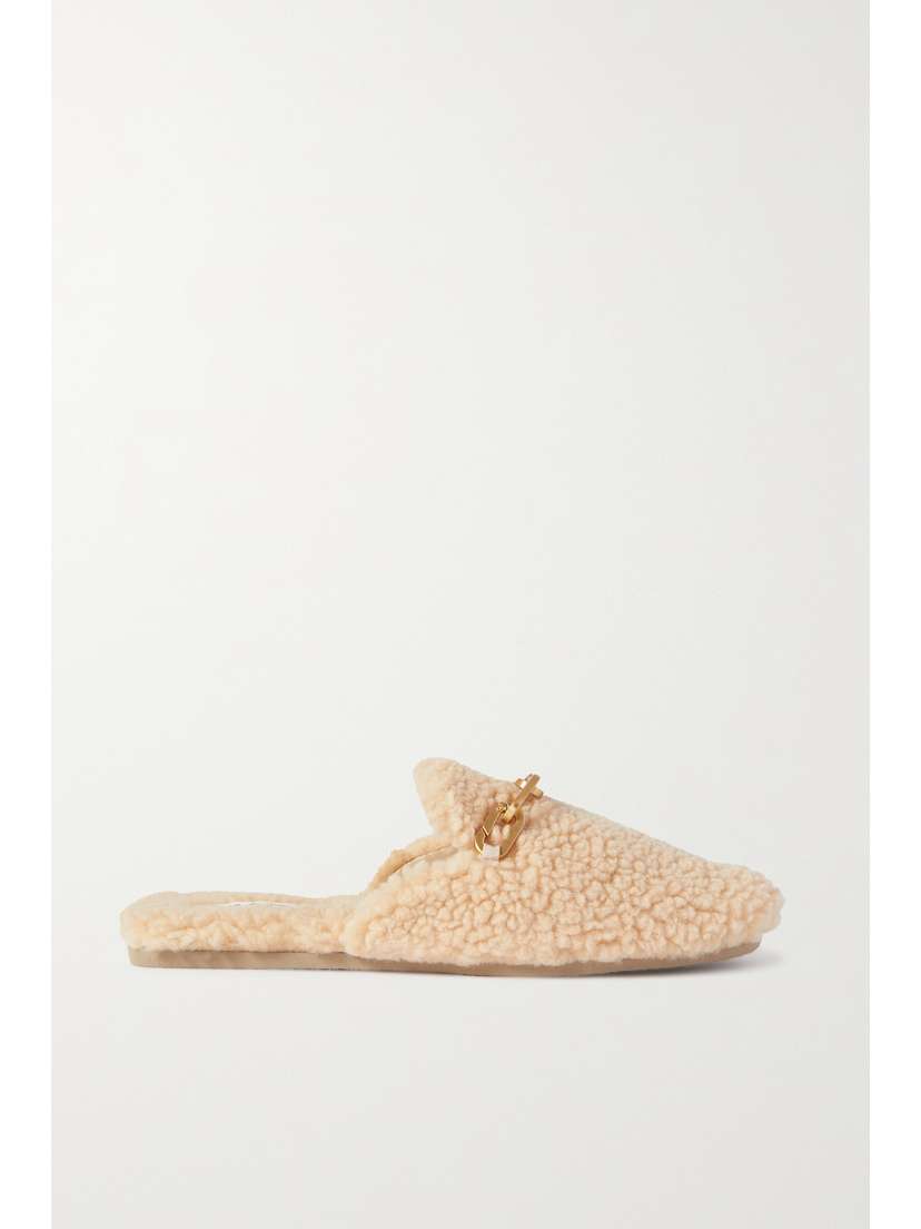 rag & bone Essex Chain-embellished Recycled Faux Shearling Slippers