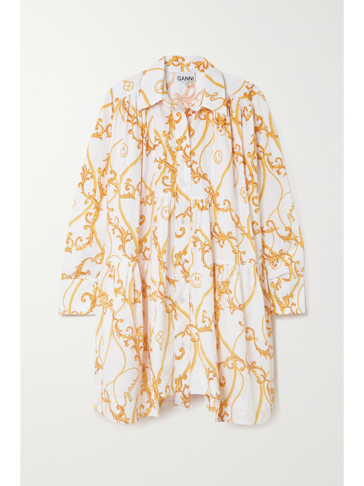 GANNI - Printed Organic Cotton-poplin 