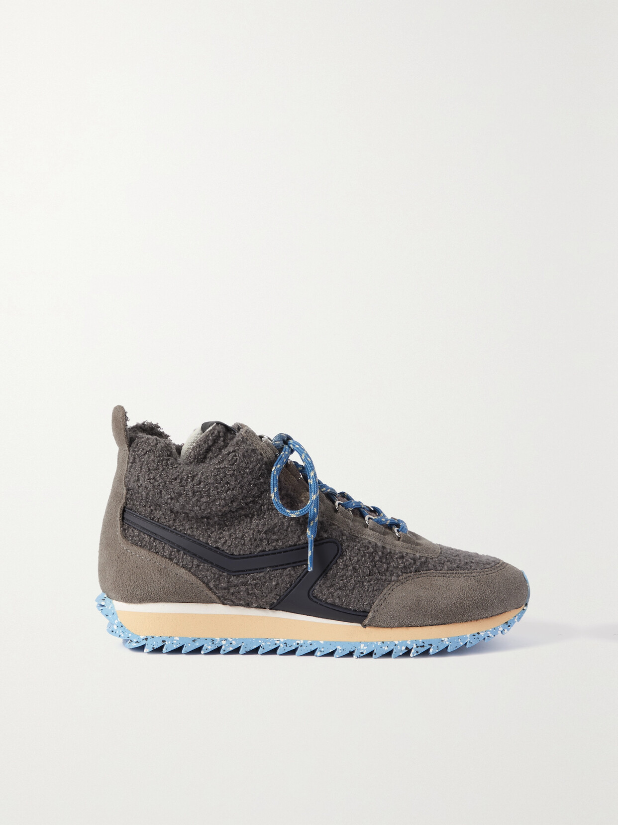 Retro Hiker Faux Suede-Trimmed Recycled Fleece And Rubber High-Top Sneakers