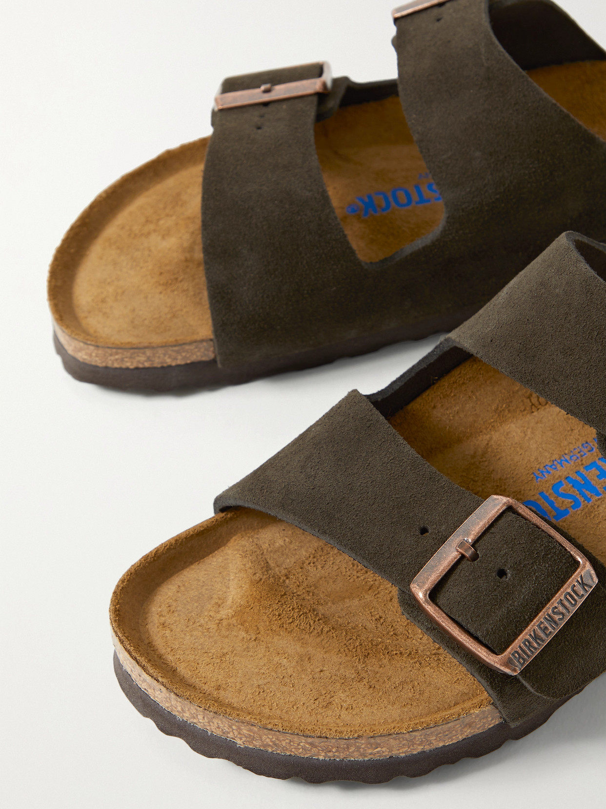 Birkenstock Arizona Mocca Suede Two Bar Mules In Brown