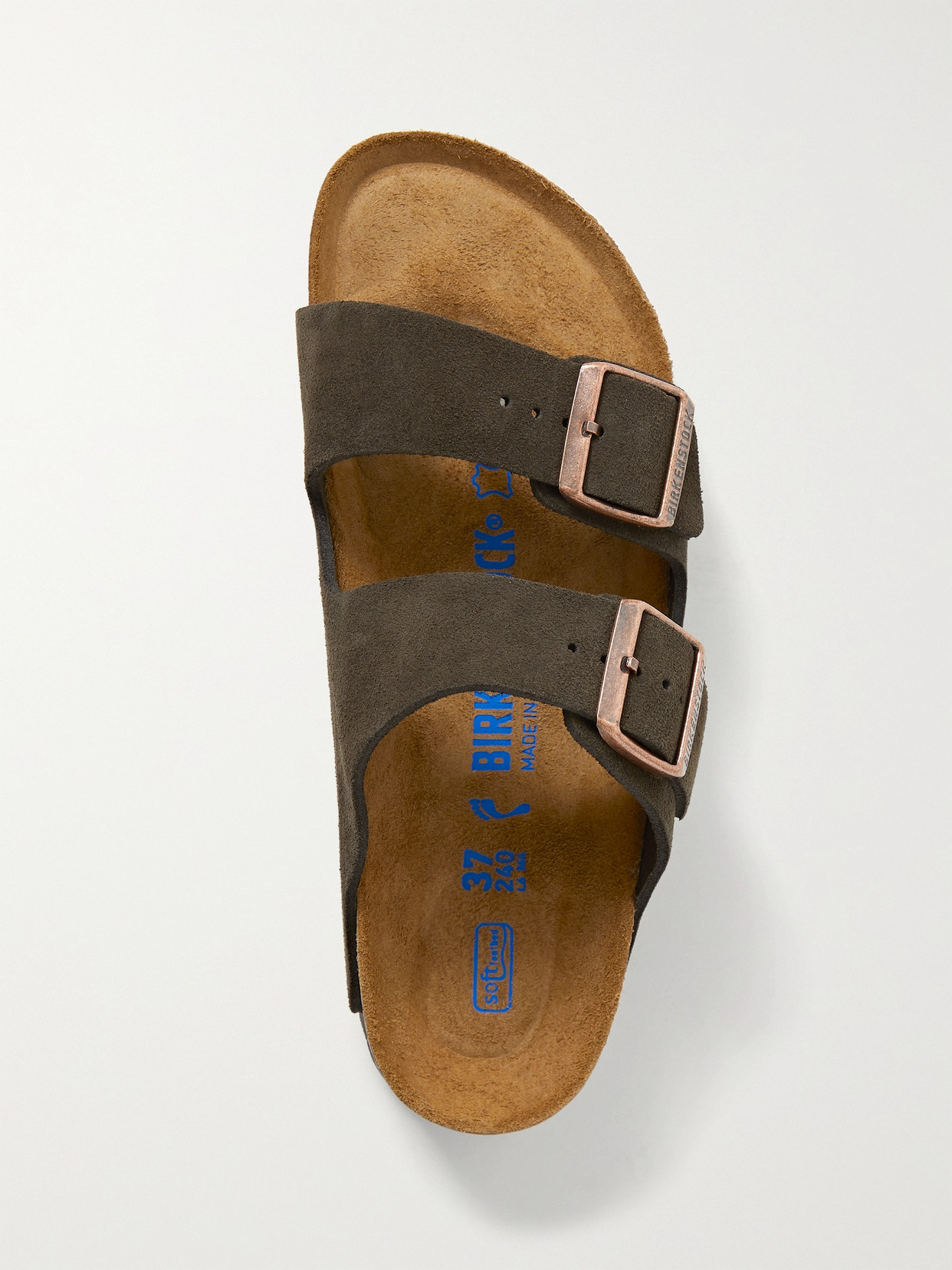 Birkenstock Arizona Mocca Suede Two Bar Mules In Brown