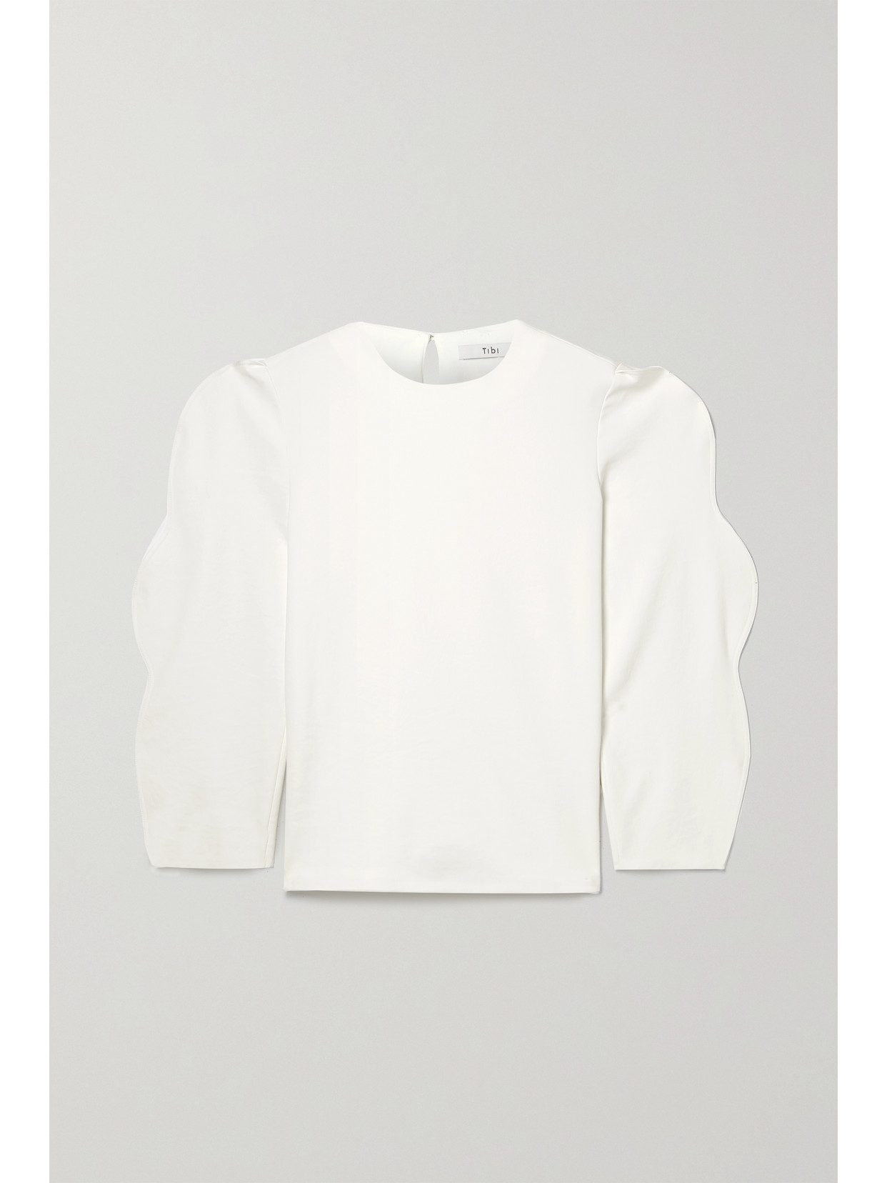 Tibi Chalky Drape Scallop Stretchjersey Top In White ModeSens