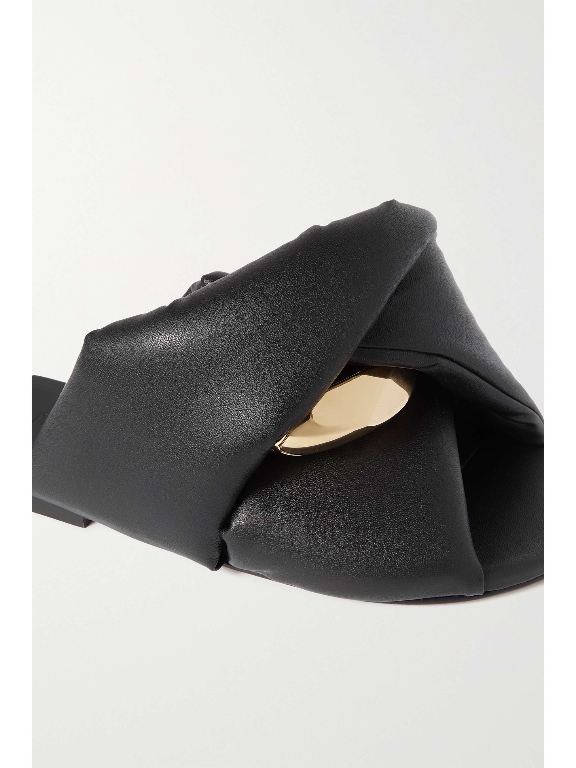 JW ANDERSON Chain-embellished padded leather slides