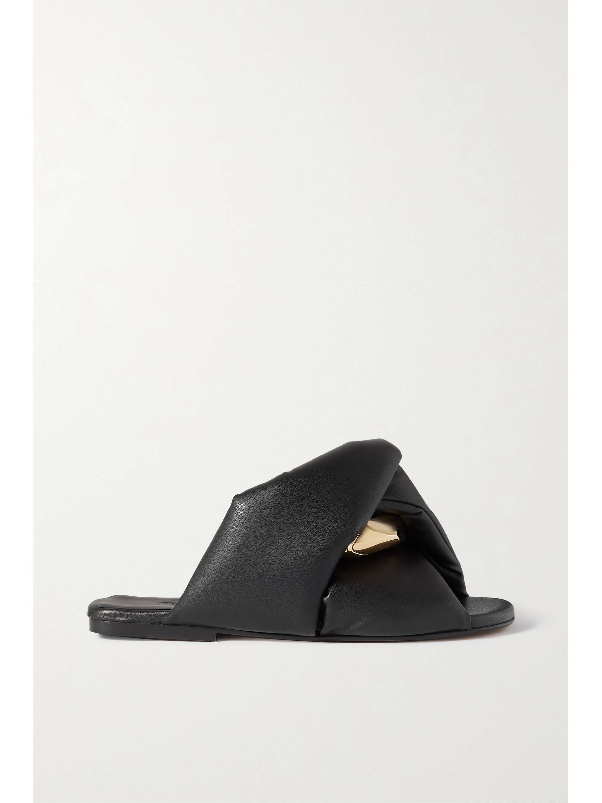 JW ANDERSON Chain-embellished padded leather slides
