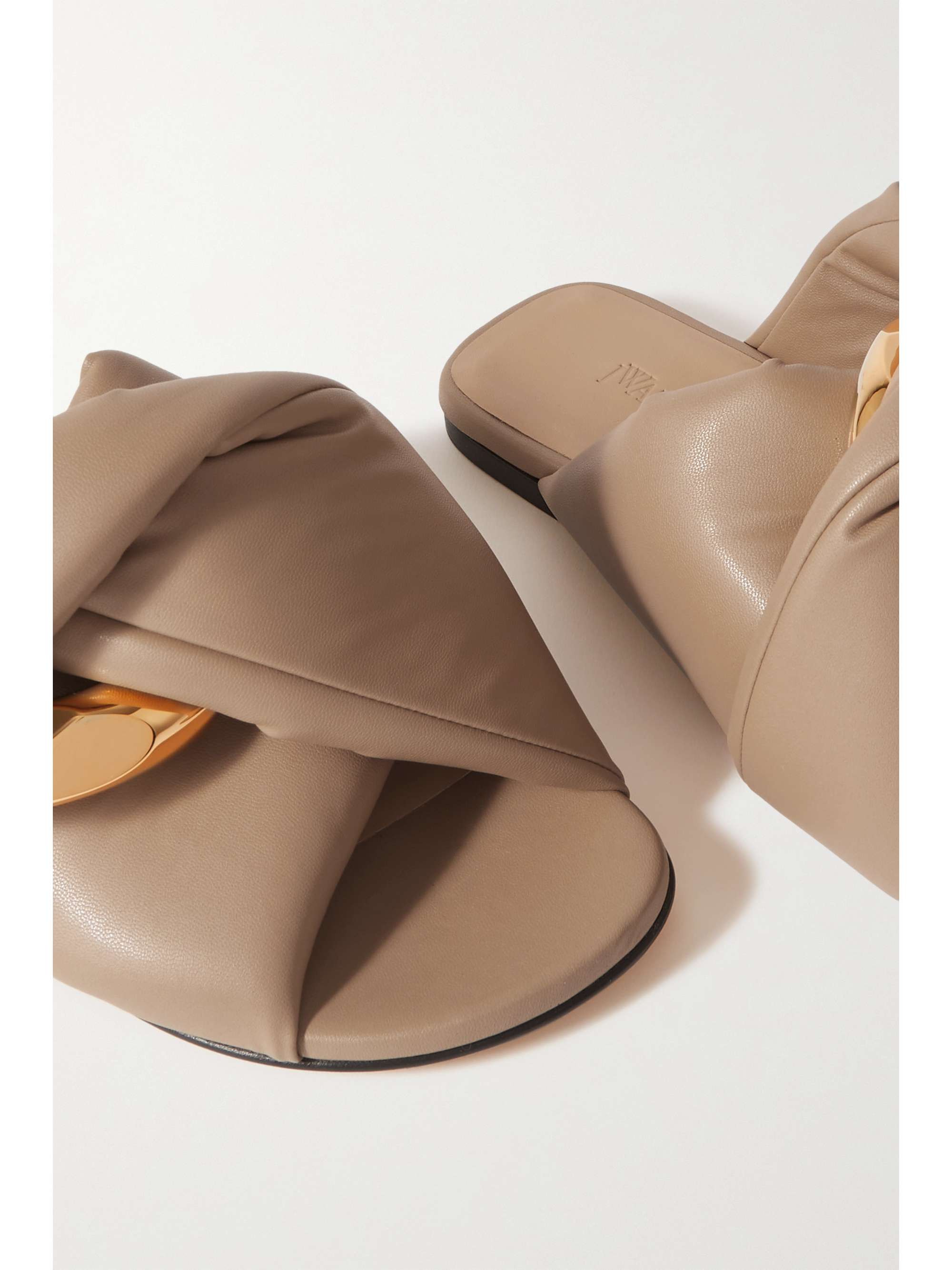 JW ANDERSON Chain-embellished padded leather slides