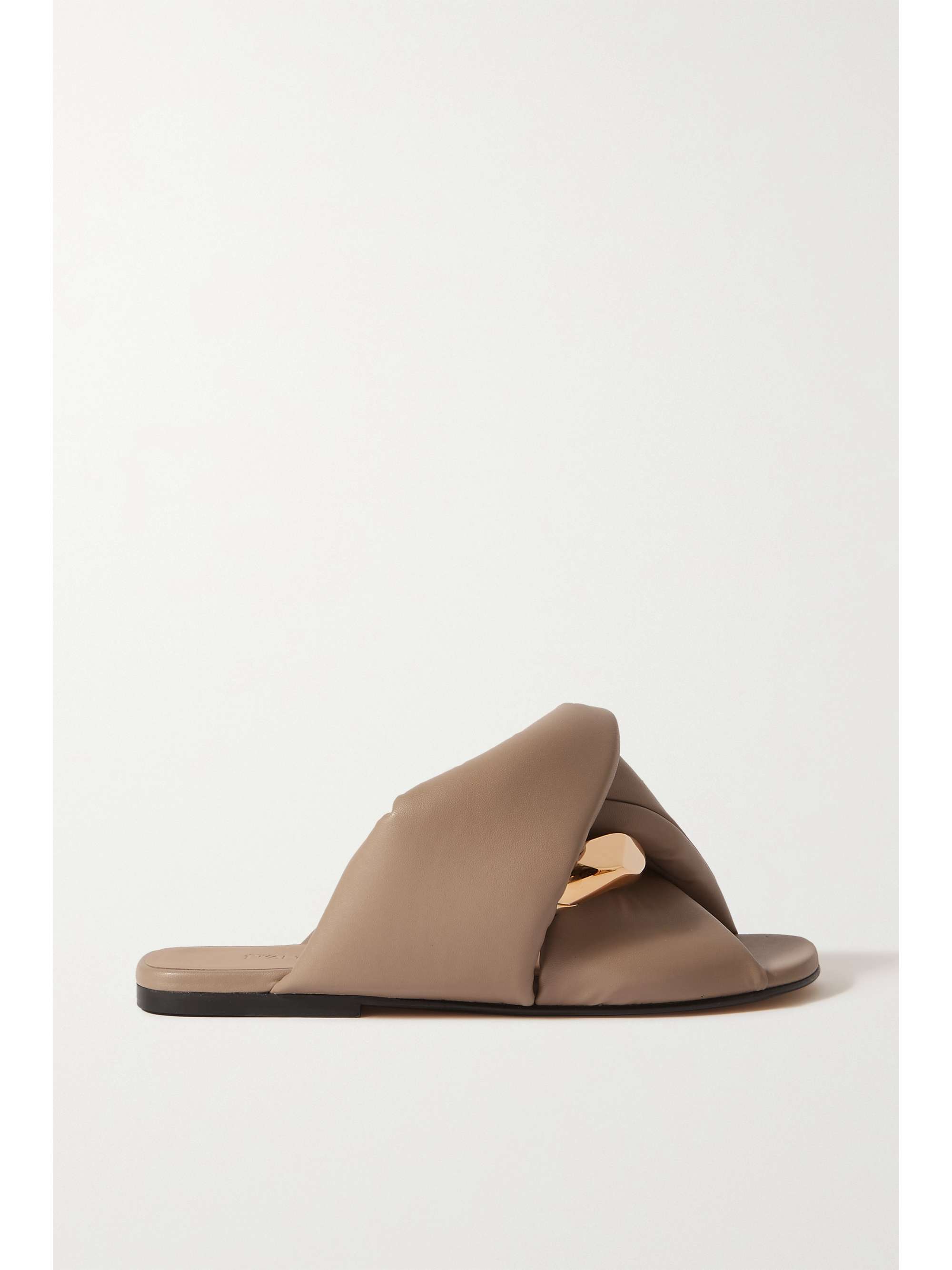 JW ANDERSON Chain-embellished padded leather slides