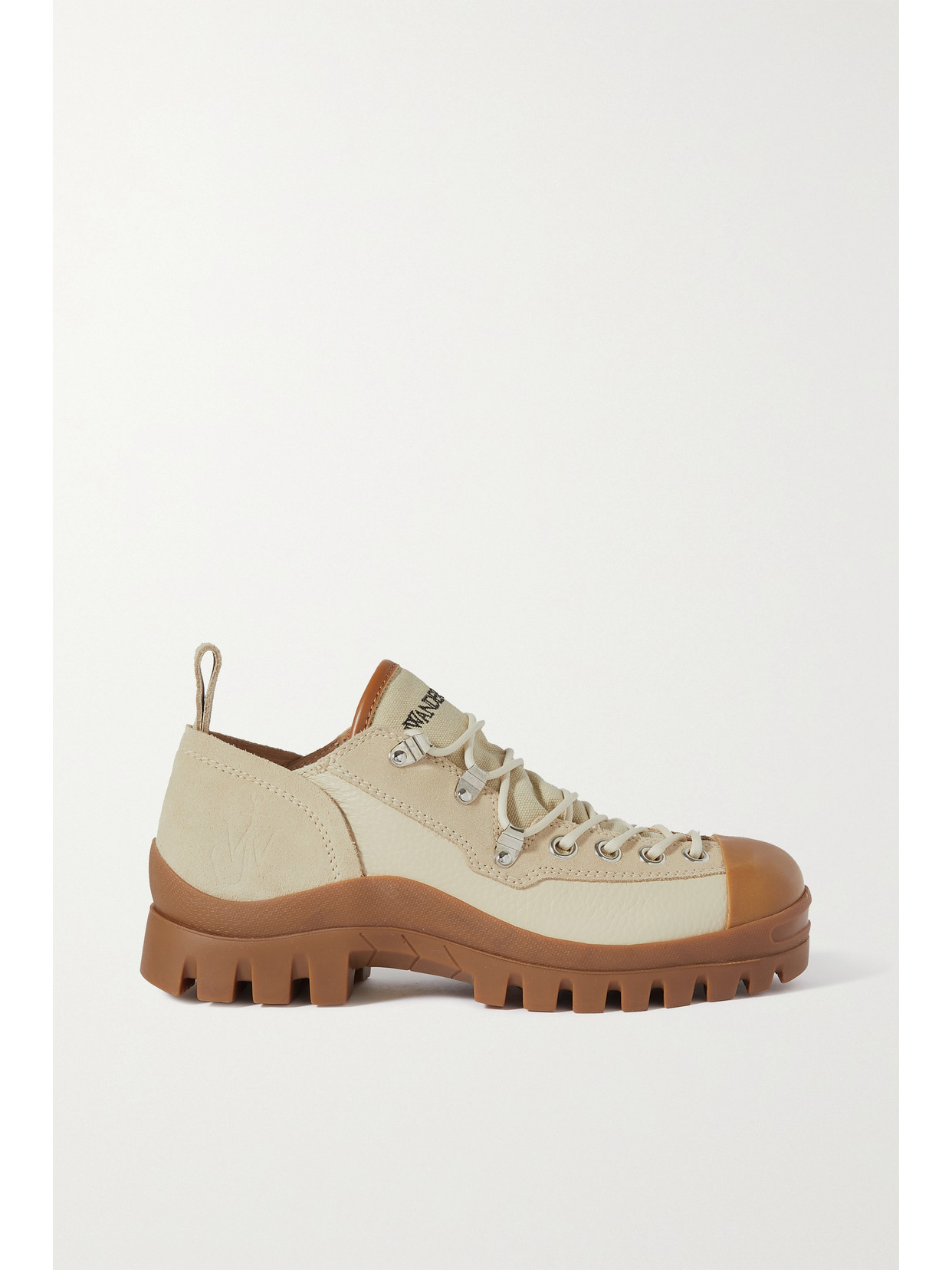 JW ANDERSON RUBBER-TRIMMED TEXTURED-LEATHER, SUEDE AND CANVAS SNEAKERS