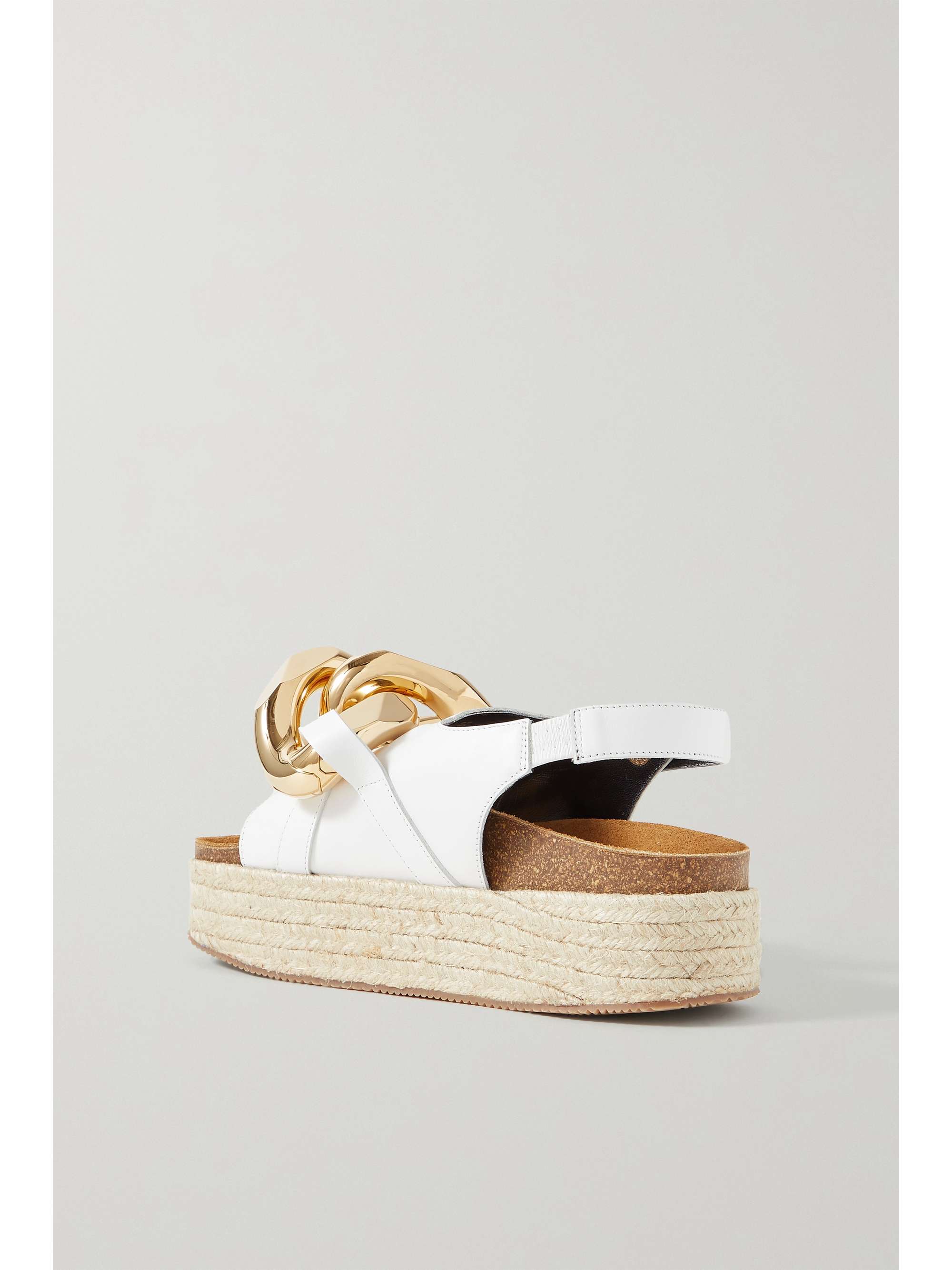 White Chain-embellished leather espadrille platform sandals | JW ANDERSON | NET-A-PORTER