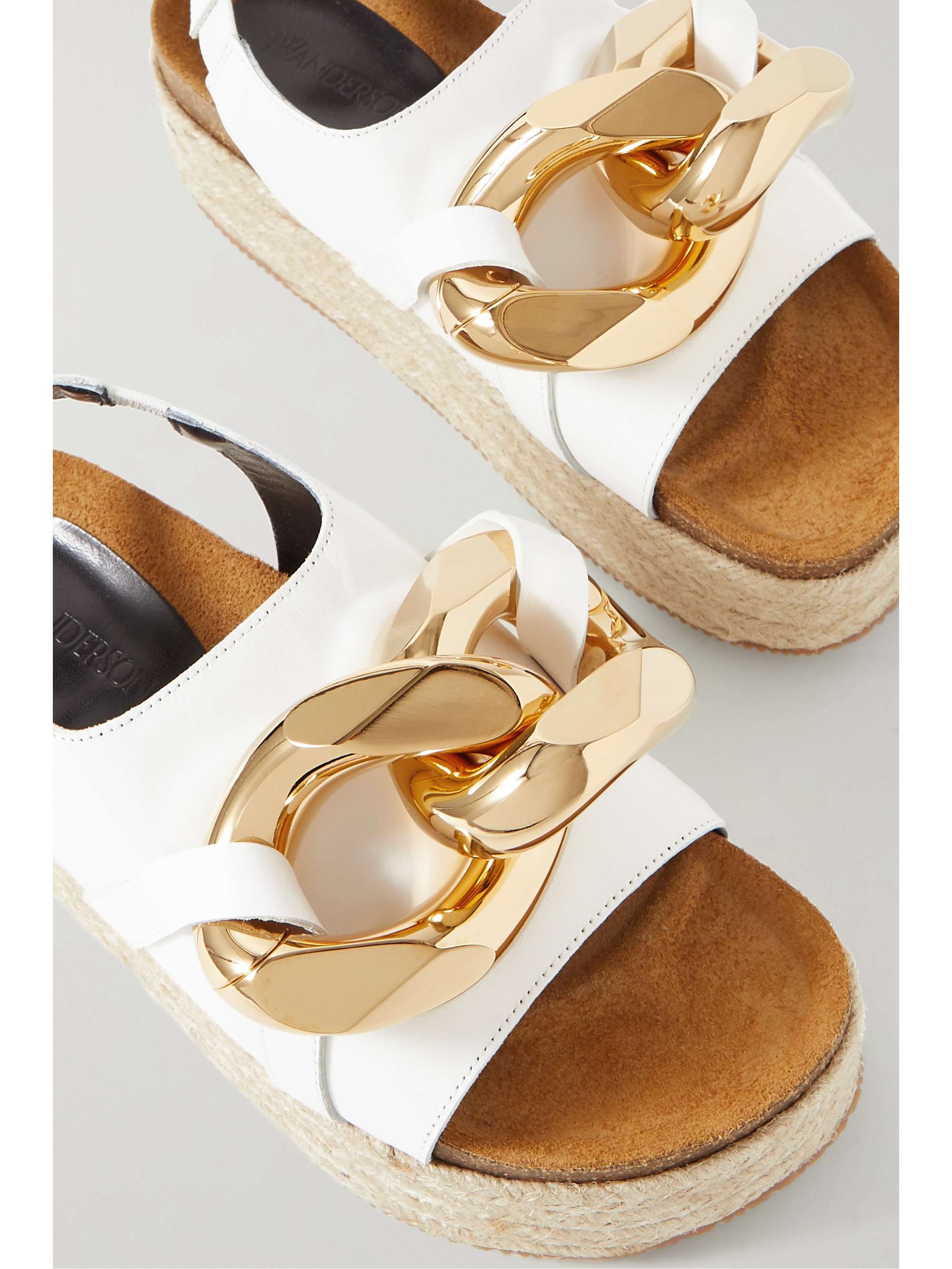 JW ANDERSON Chain-embellished leather espadrille platform