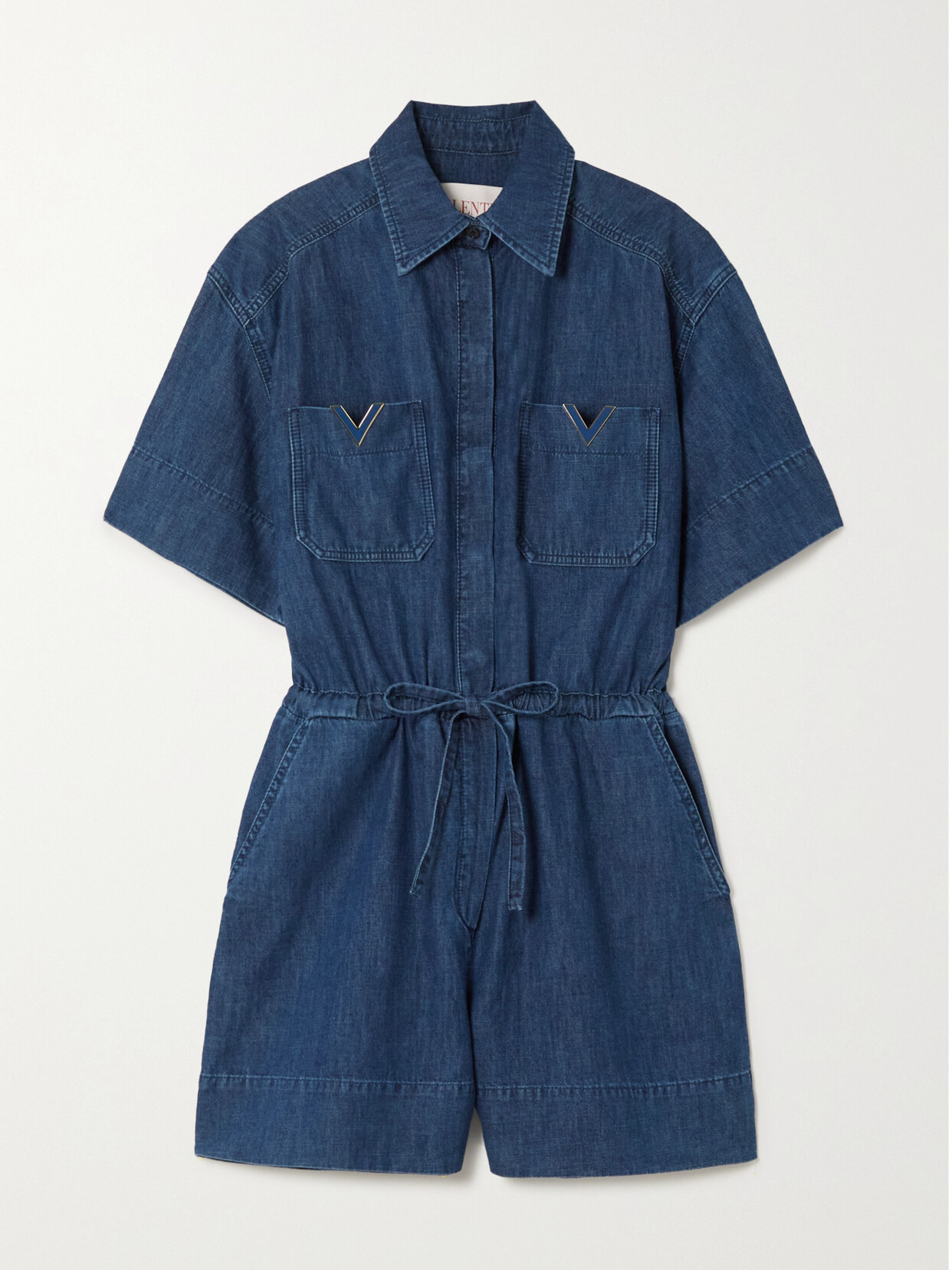 Valentino Garavani Embellished Denim Playsuit - Blue