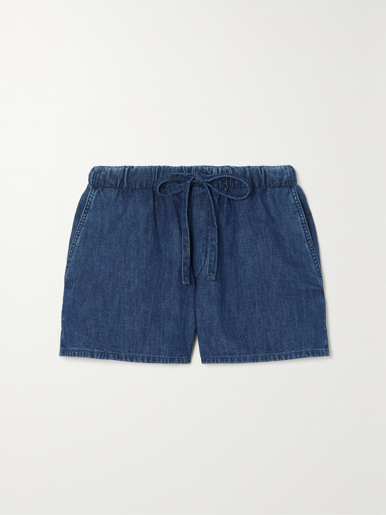 Valentino Embellished Denim Shorts In Blue