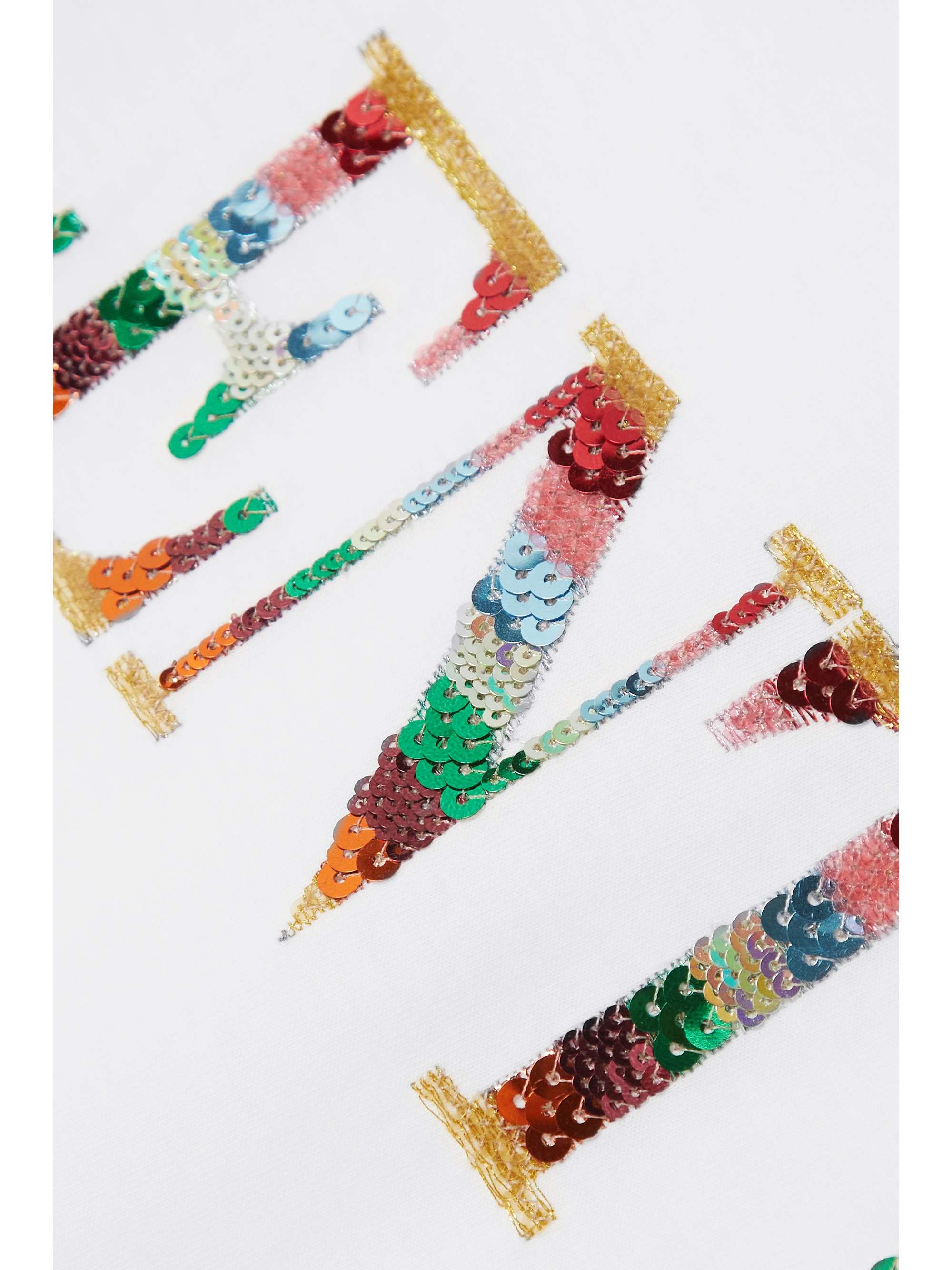 Sequin-embellished embroidered cotton-jersey T-shirt
