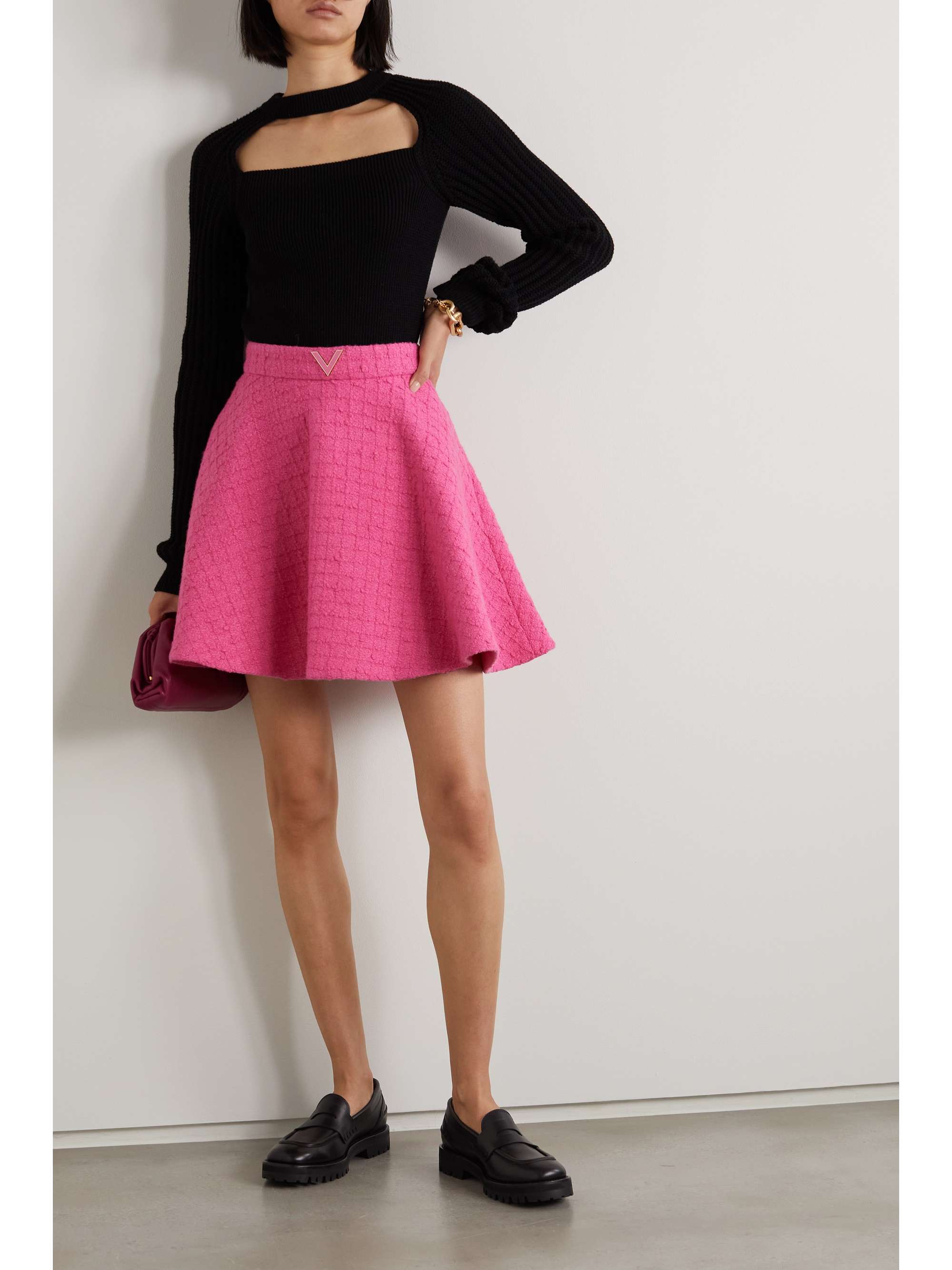 pink wool mini skirt