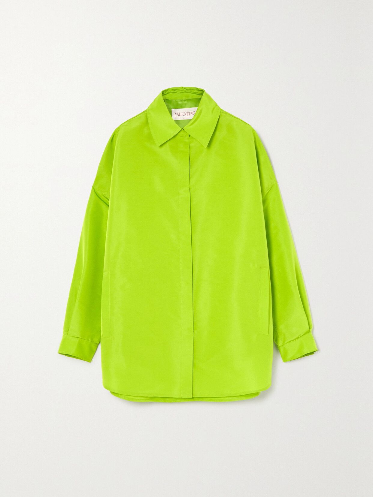 Valentino Oversized Silk-faille Shirt In Green