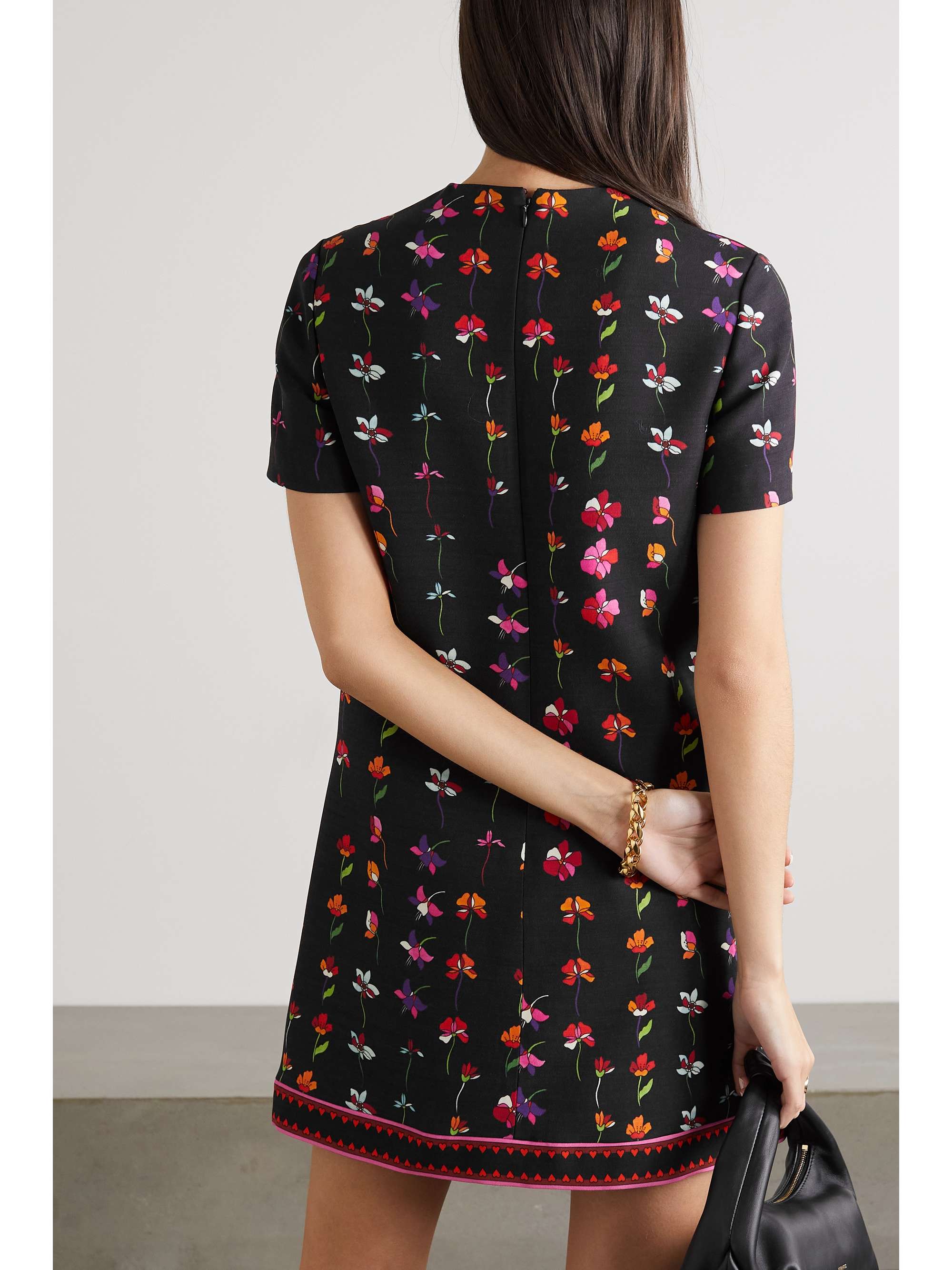 VALENTINO GARAVANI Floral-print wool-blend mini dress