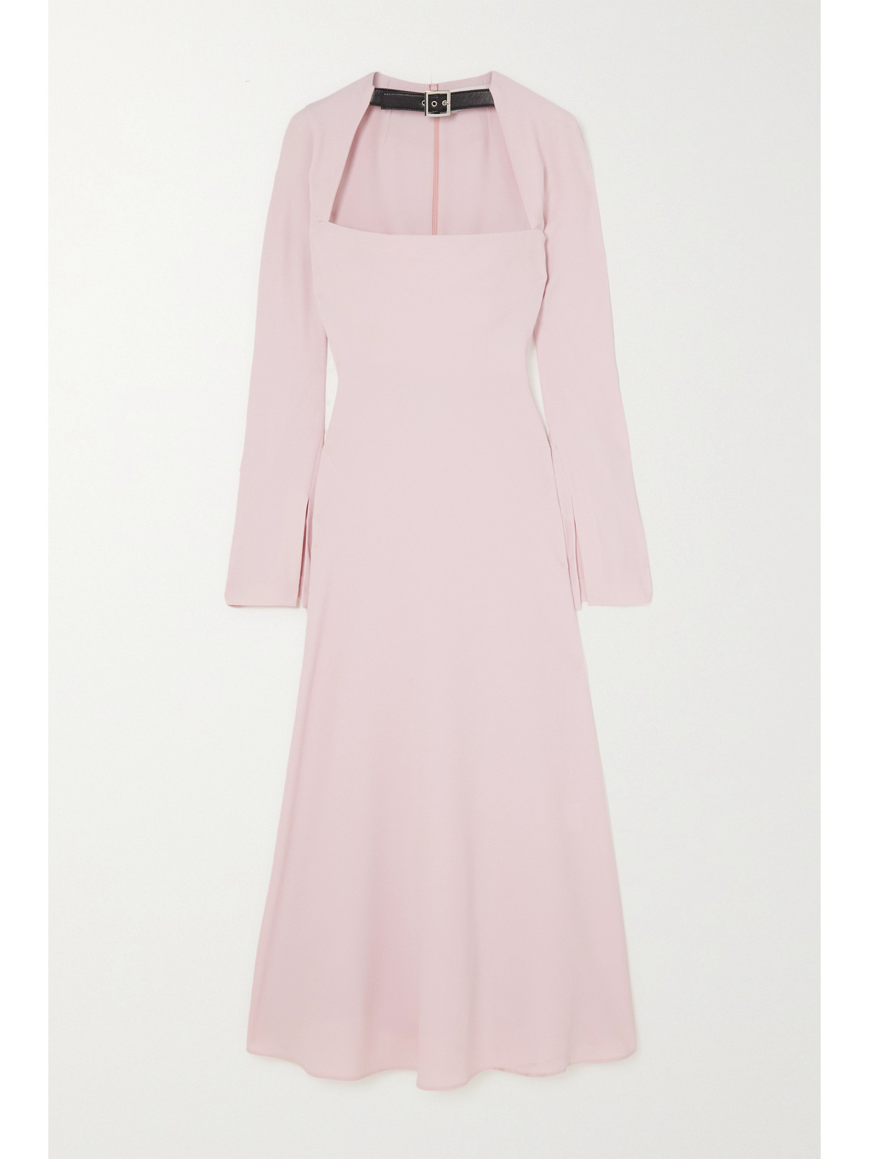 16ARLINGTON Leather-trimmed Crepe Midi Dress