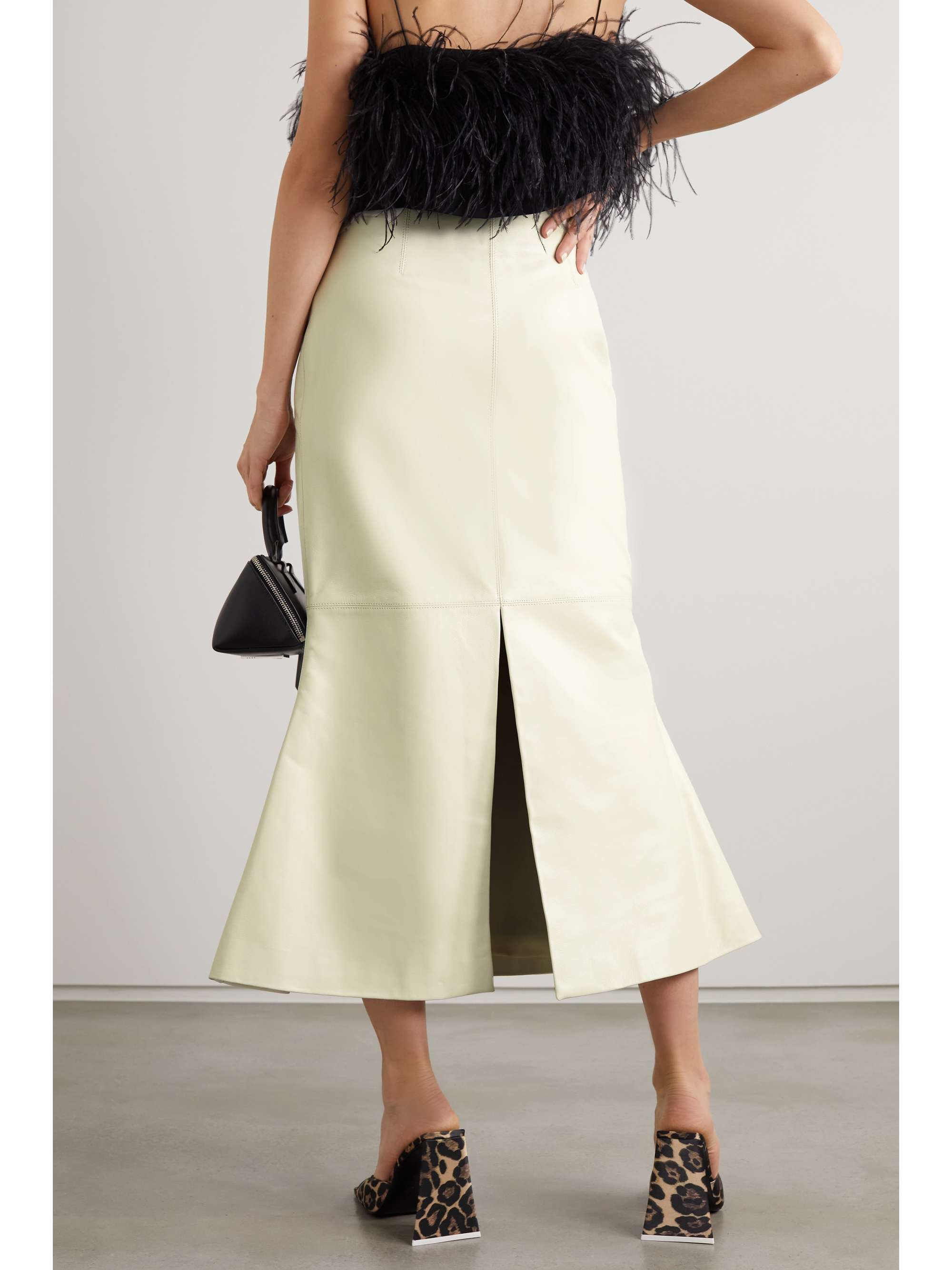16ARLINGTON Noro fluted leather midi skirt