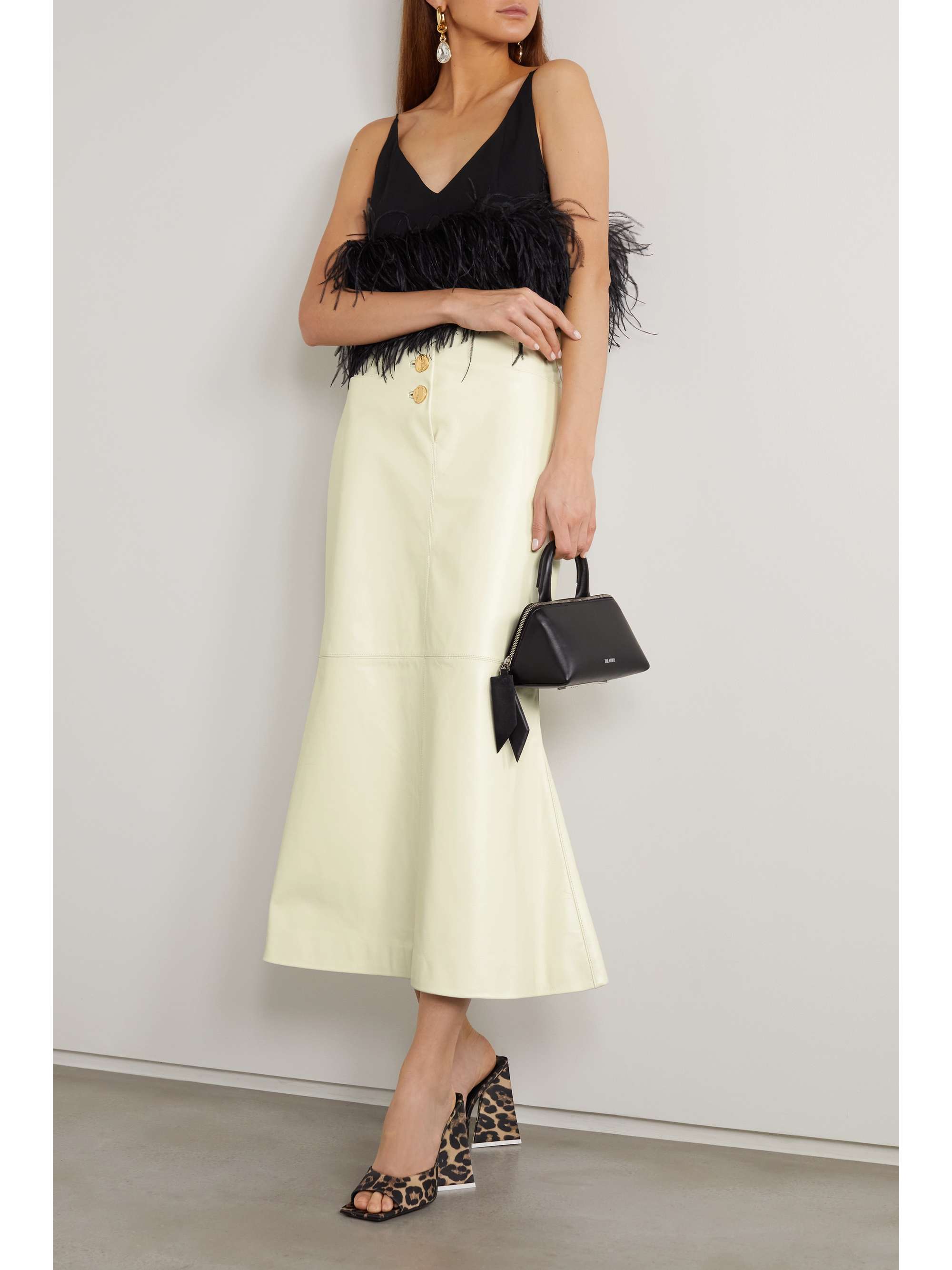 16ARLINGTON Noro fluted leather midi skirt