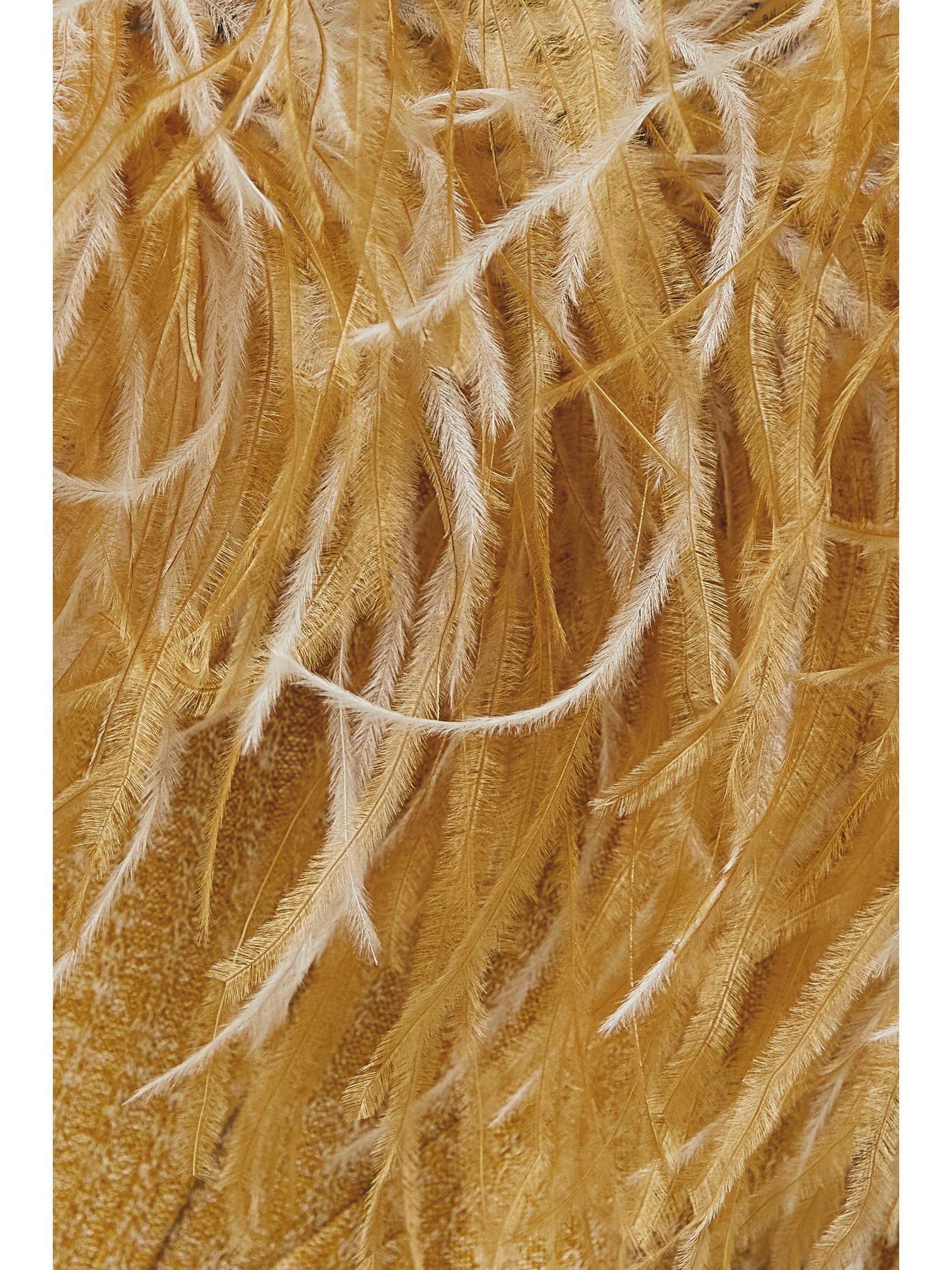 16ARLINGTON Onoko feather-trimmed ribbed-knit top