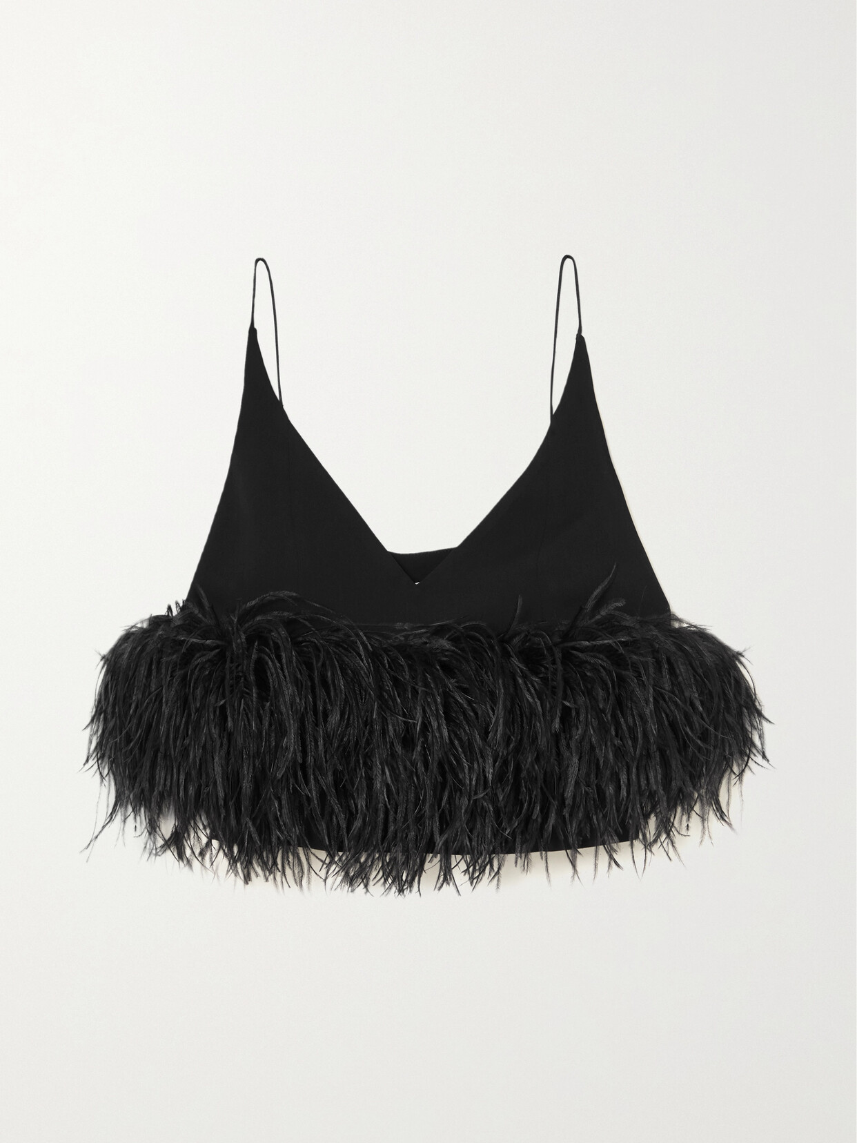 16ARLINGTON POPPY CROPPED FEATHER-TRIMMED CREPE CAMISOLE