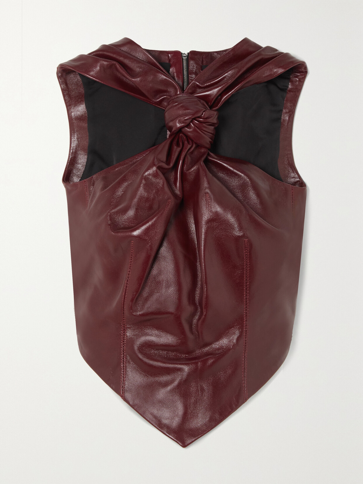 16arlington Danau Knotted Leather Top In Burgundy