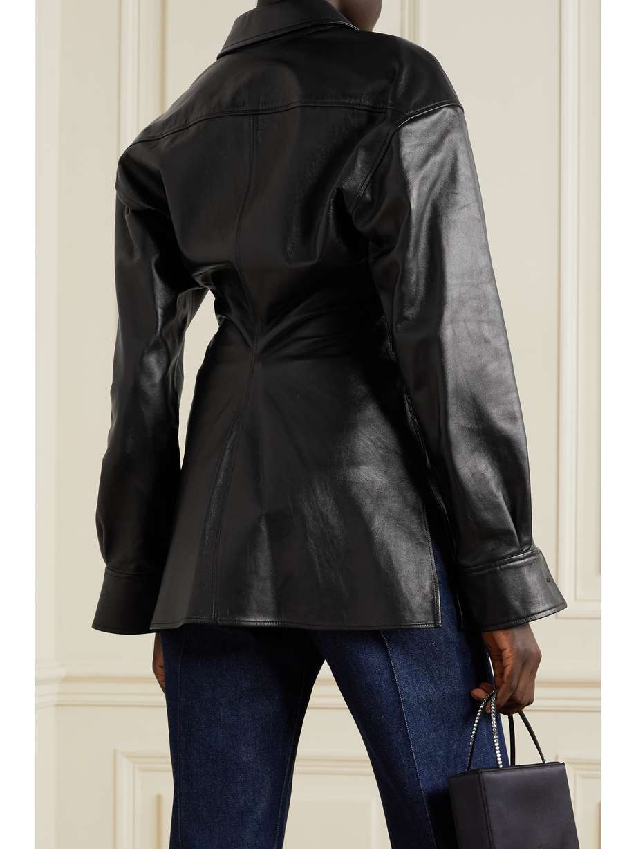 ALEXANDER WANG Ruched leather shirt | NET-A-PORTER
