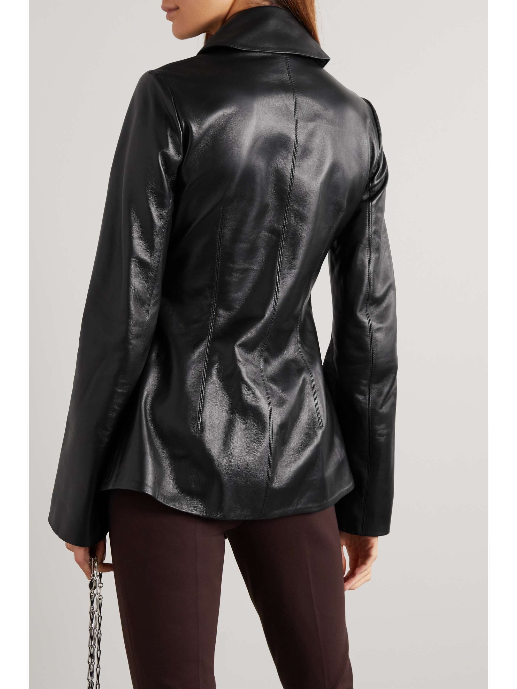 16ARLINGTON Hoguti cutout gathered textured-leather shirt