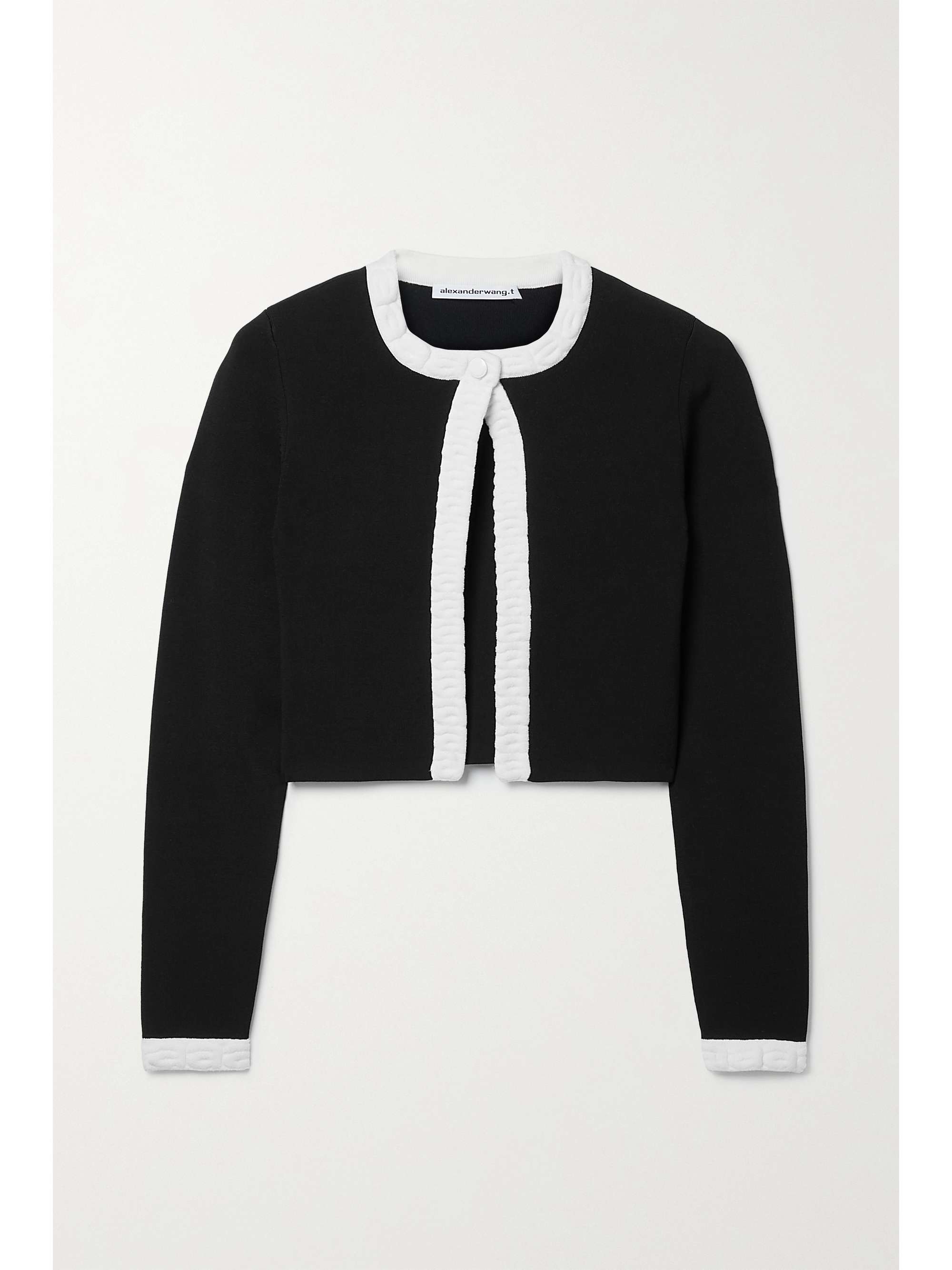 black cropped knit cardigan