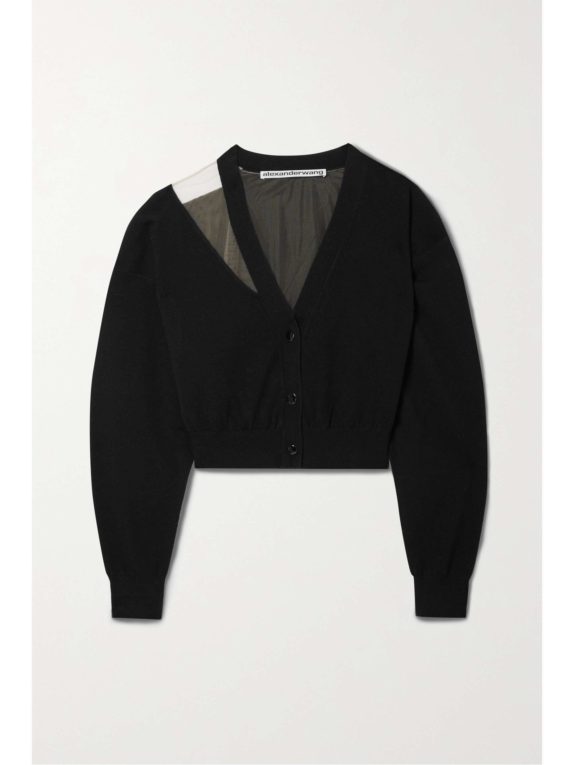 alexander wang sheer shoulder wool & cashmere blend sweater