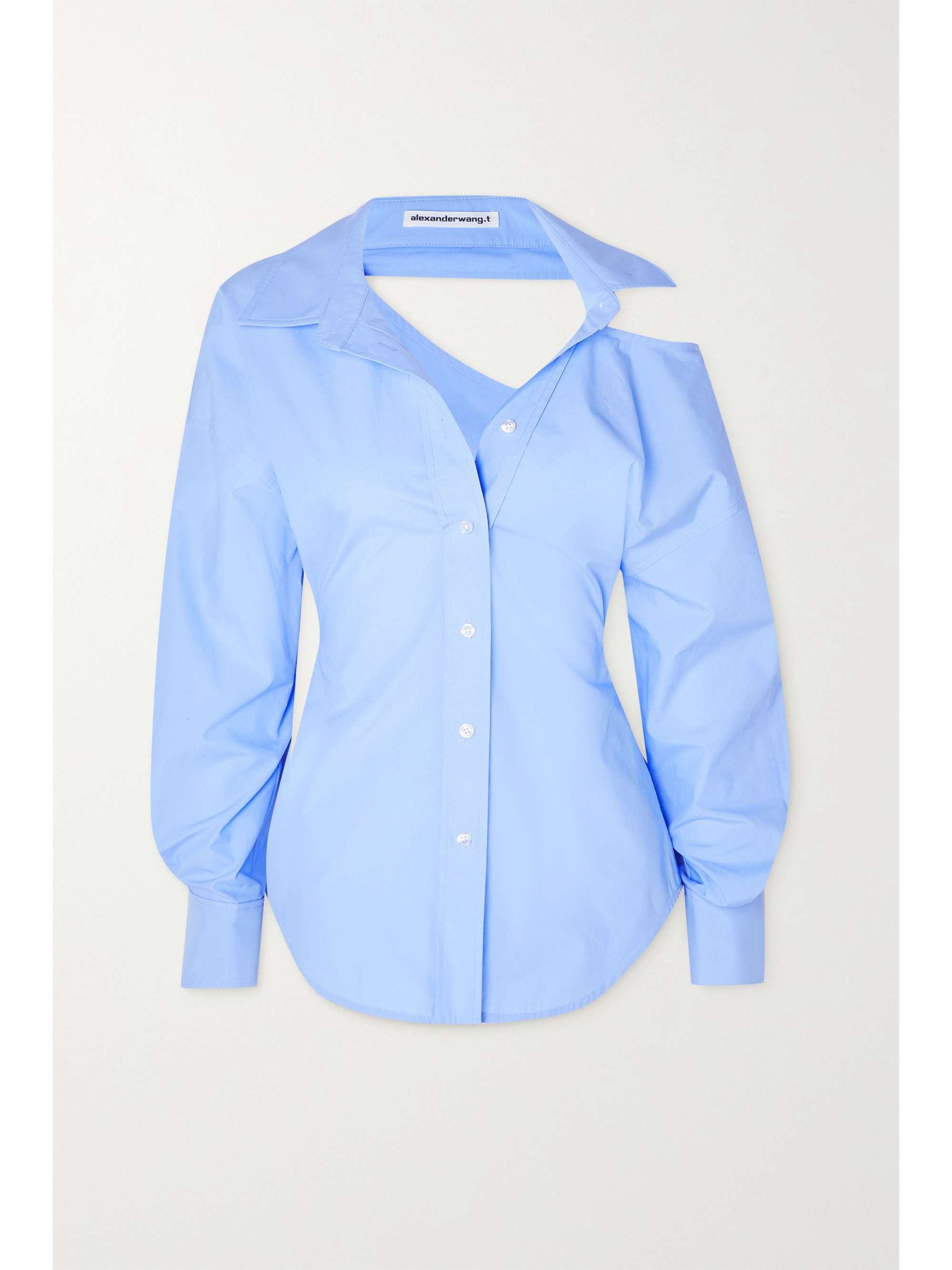 Blue Cutout cotton-poplin shirt 