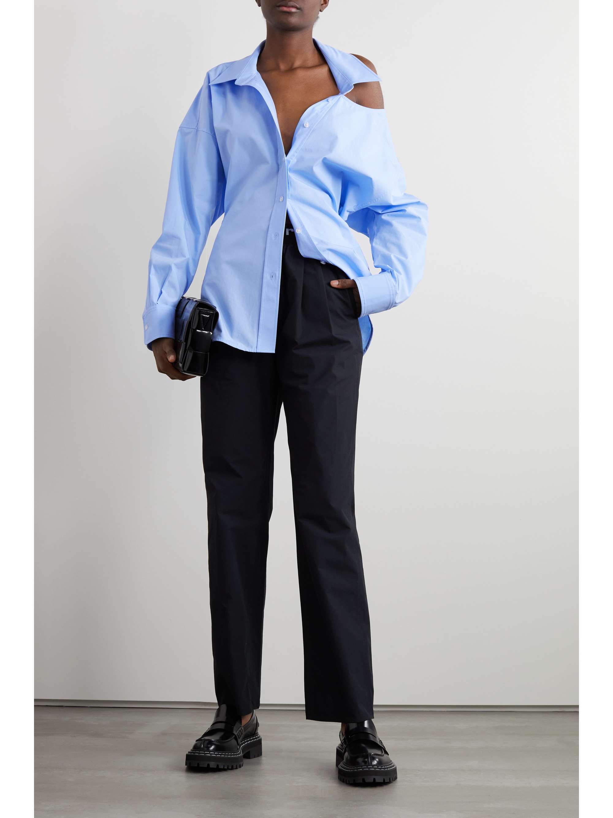 Blue Cutout cotton-poplin shirt 
