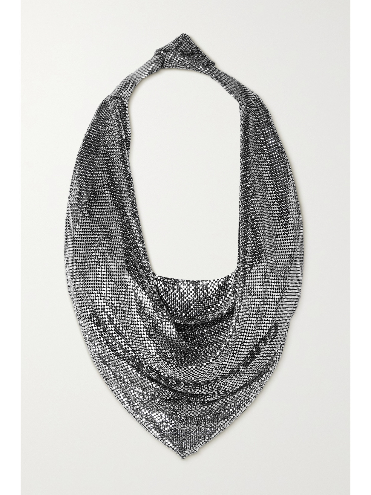 Alexander Wang Cropped Draped Chainmail Halterneck Top In Silver