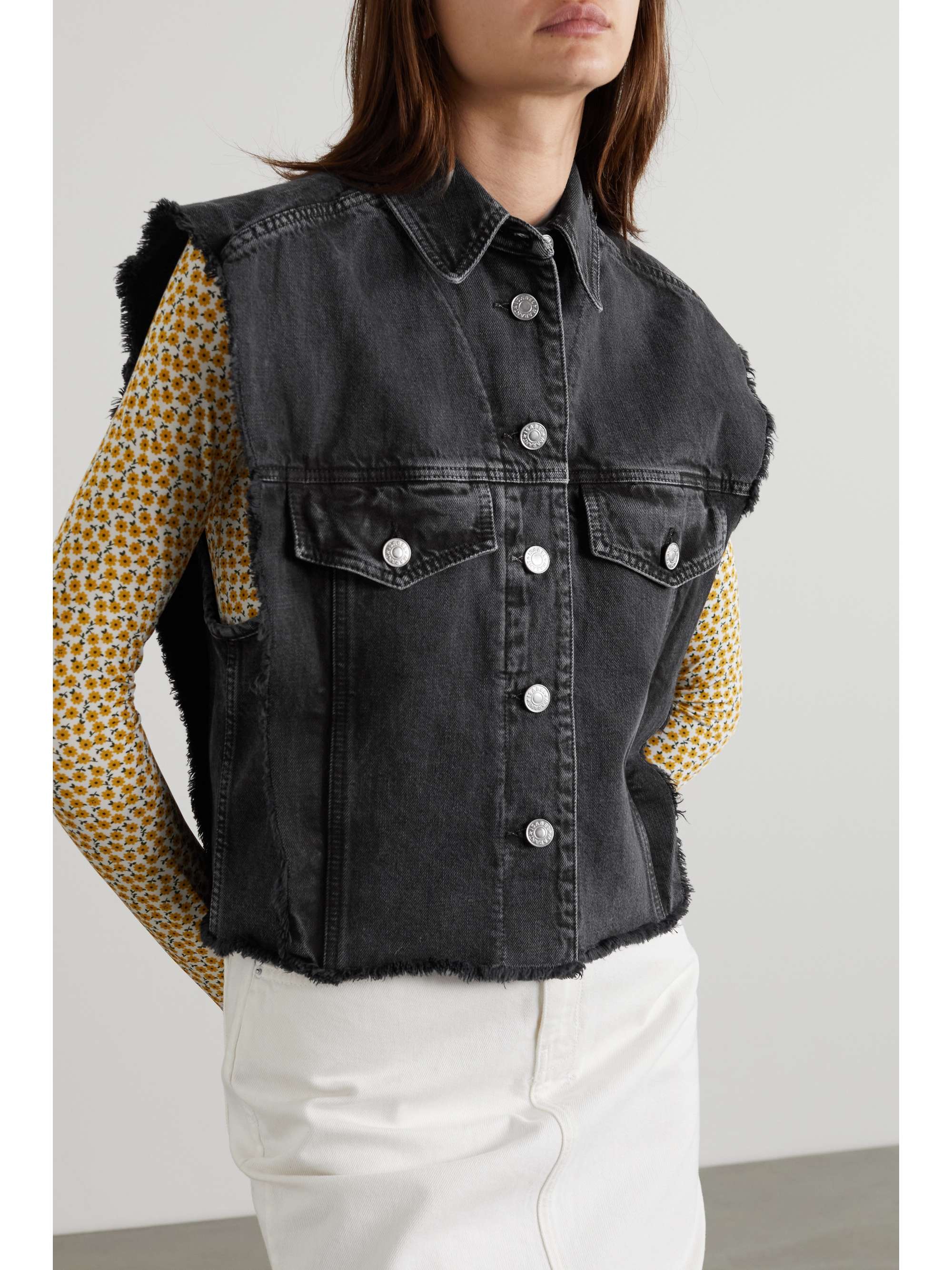 frayed denim vest