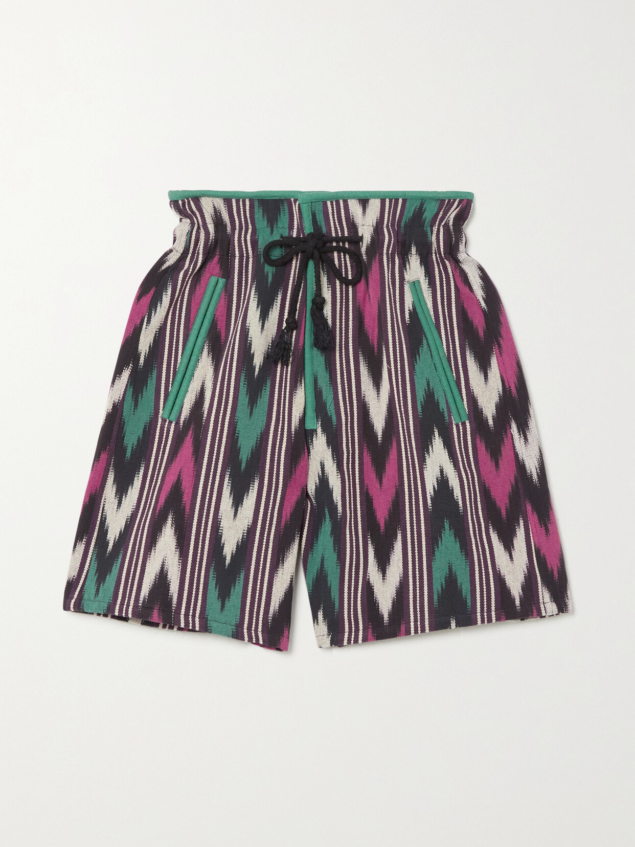 Isabel Marant Étoile Linima Ikat Zigzag Print Cotton Shorts In Purple
