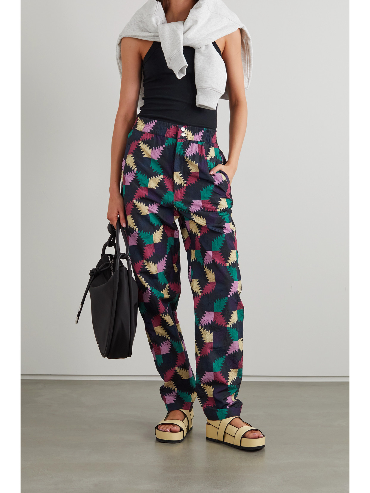 Isabel Marant Étoile Midaloni Printed Shell Straight-leg Pants In Blue