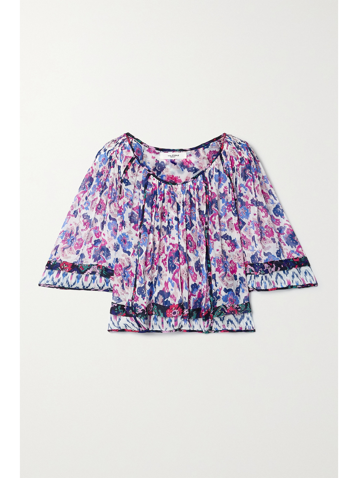 Isabel Marant Étoile Roxini Ruffled Floral-print Crepe De Chine Blouse In Purple