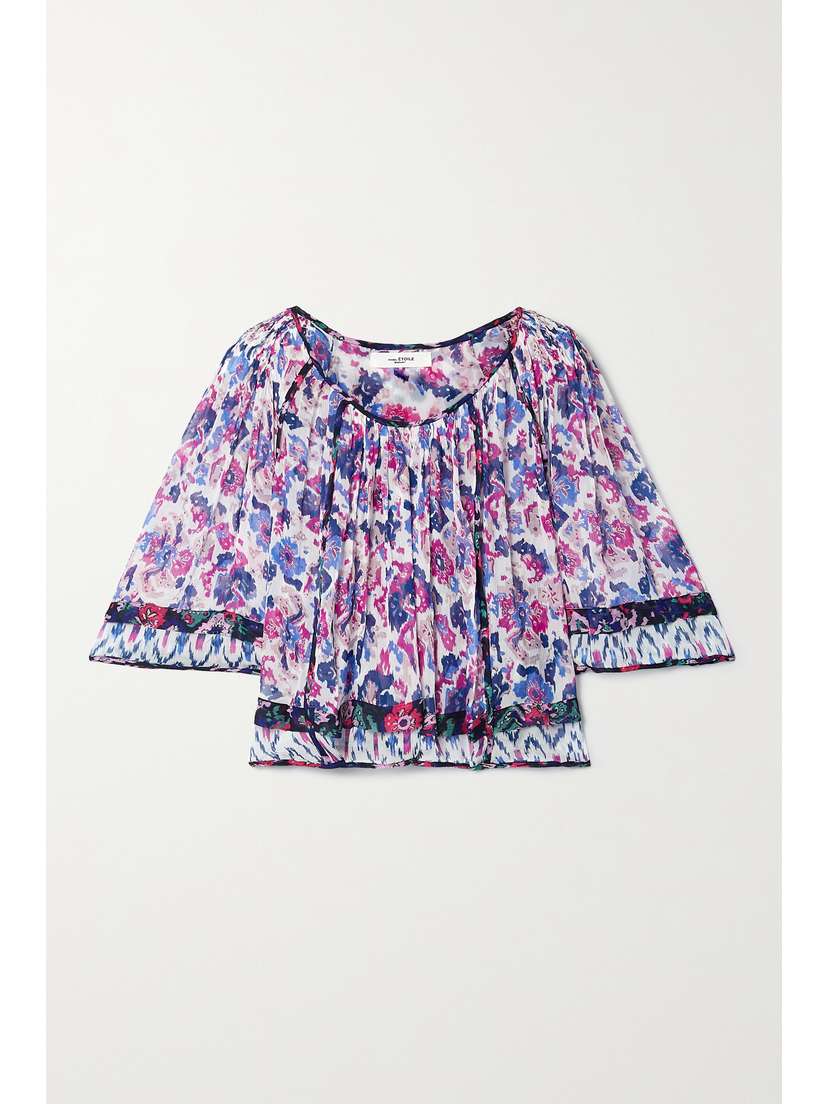 Marant Étoile Roxini Ruffled Floral-print Crepe De Chine Blouse