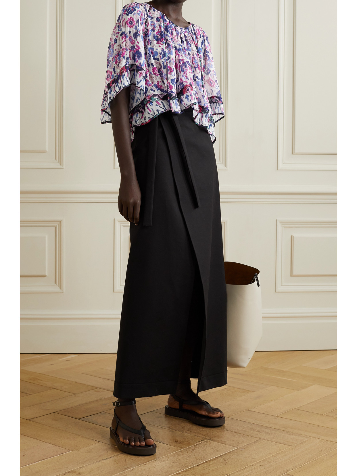 Isabel Marant Étoile Roxini Ruffled Floral-print Crepe De Chine Blouse In Purple