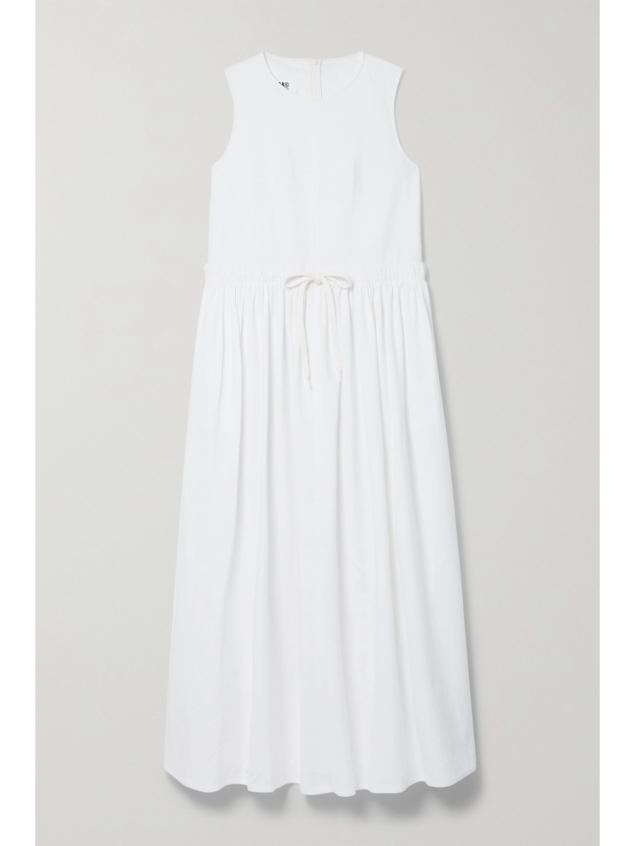Mm6 Maison Margiela Linen And Cotton-blend Maxi Dress In Off-white