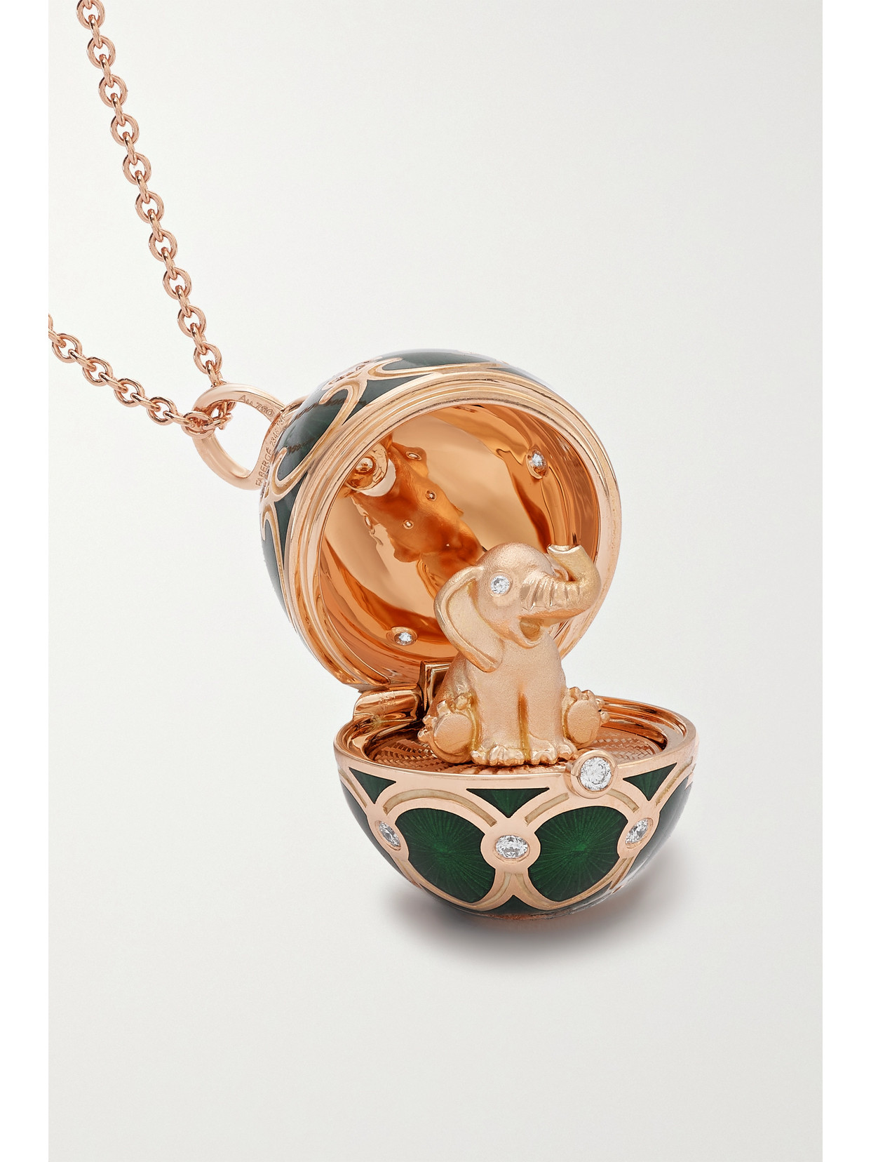 Shop Fabergé Heritage 18-karat Rose Gold, Enamel And Diamond Necklace