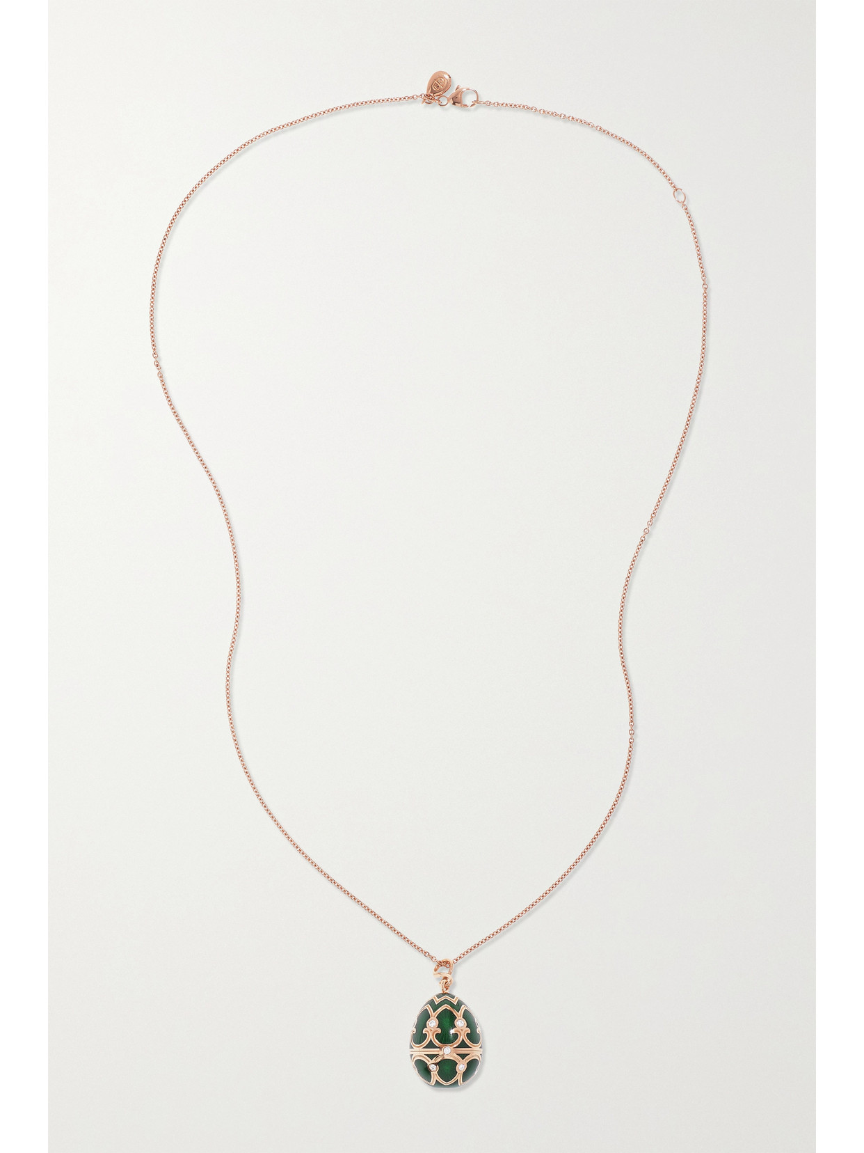 Shop Fabergé Heritage 18-karat Rose Gold, Enamel And Diamond Necklace